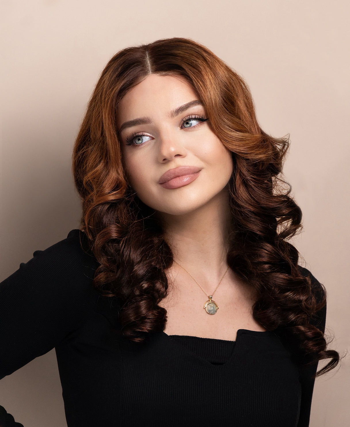 bouncy curls human wig - 18" brown ombre.