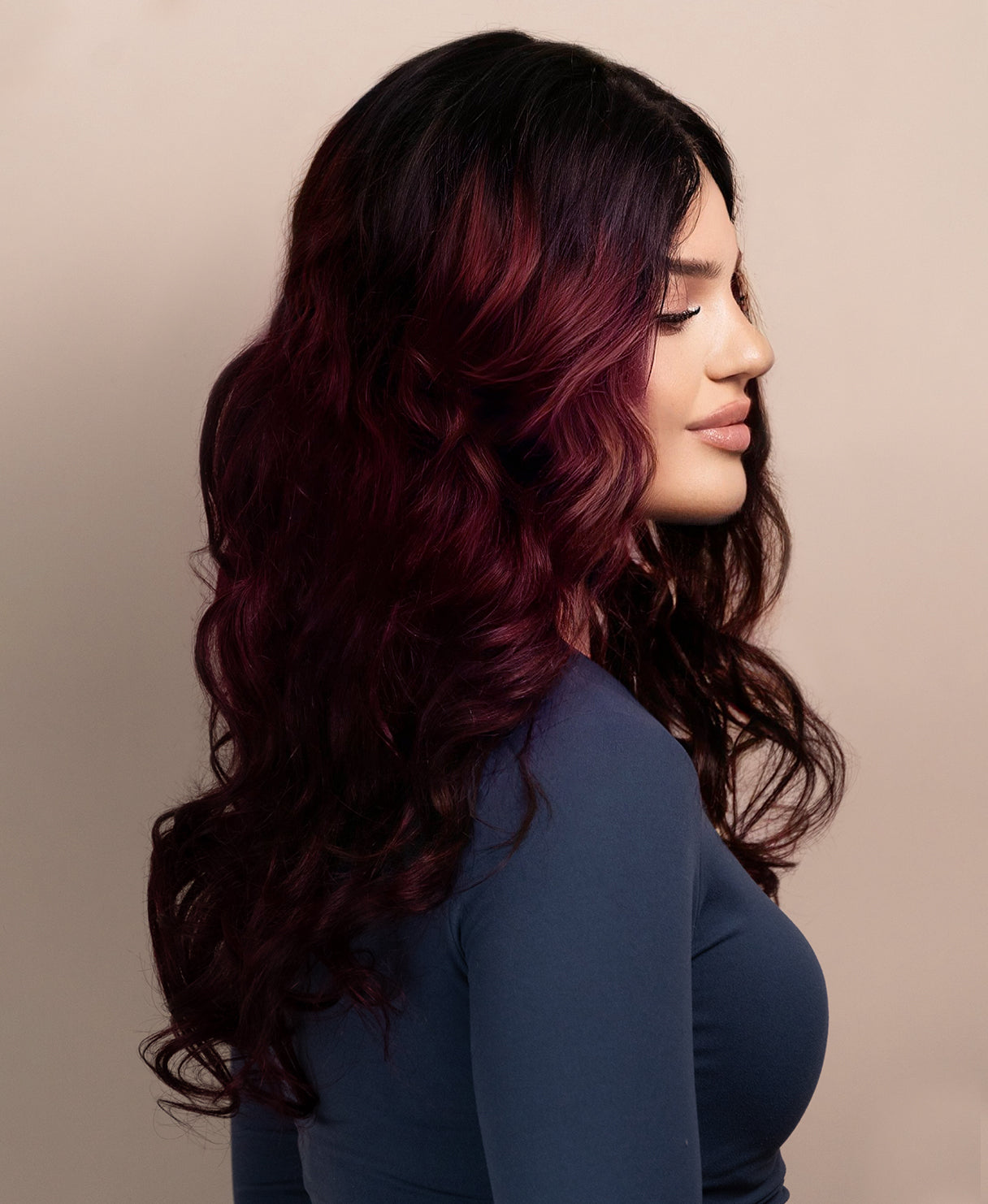 wavy human wig - 20" rooted red.