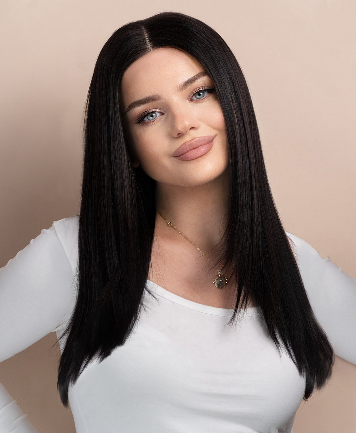 long layers human wig - 18" jet black.