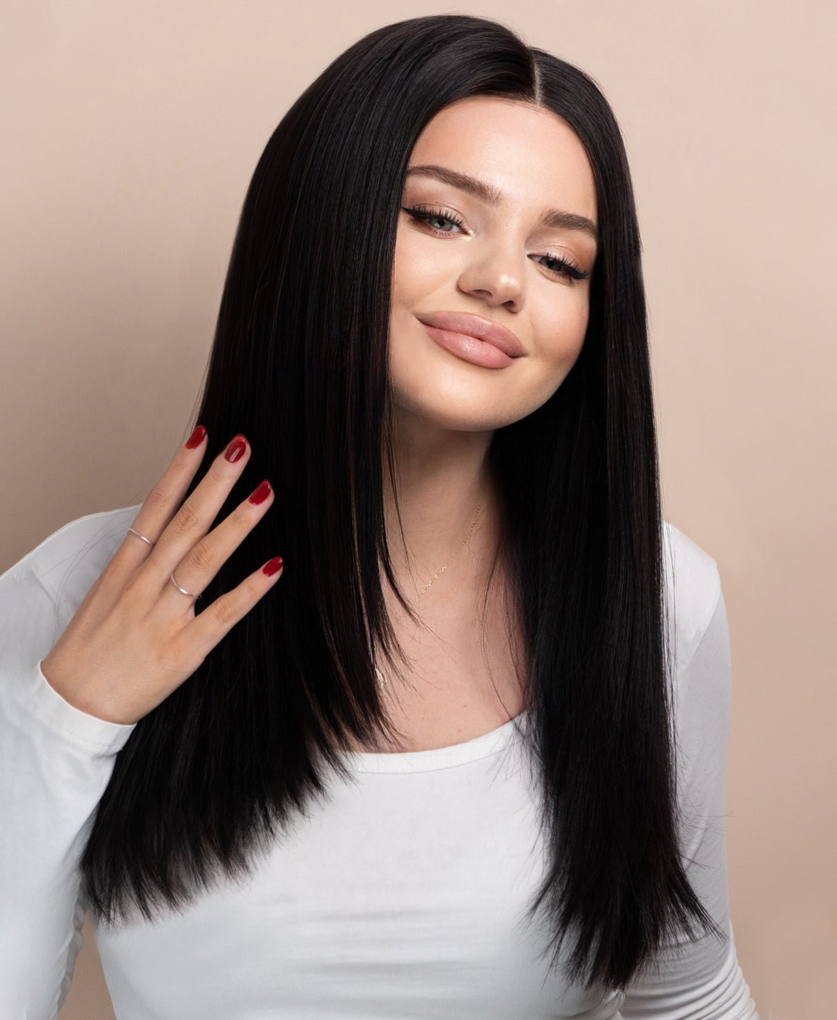 long layers human wig - 18" jet black.