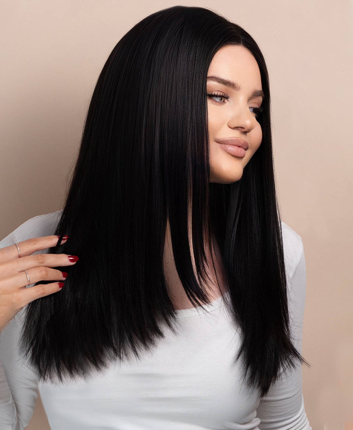 long layers human wig - 18" jet black.