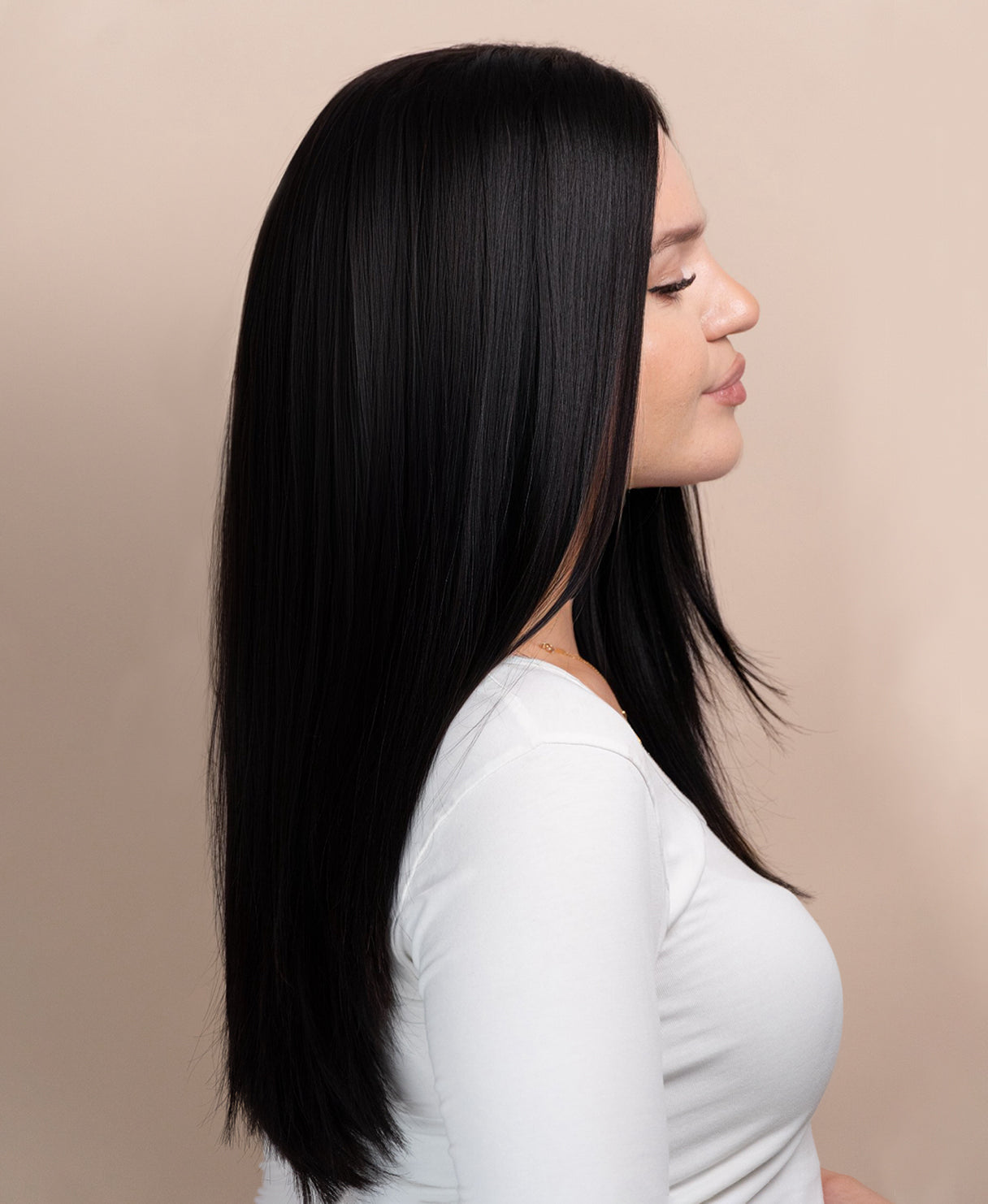 long layers human wig - 18" jet black.