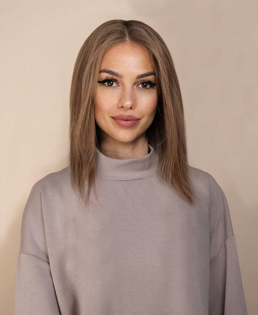 full lace human wig - 12" ash.