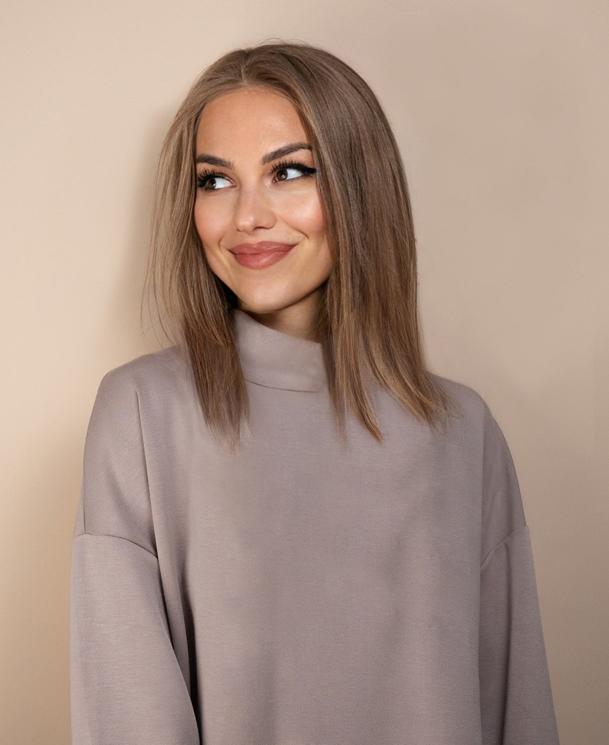 full lace human wig - 12" ash.