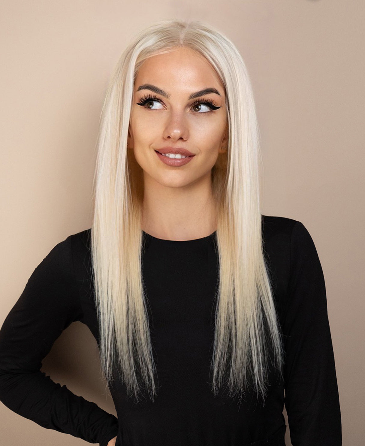 full lace human wig - 20" platinum blonde.