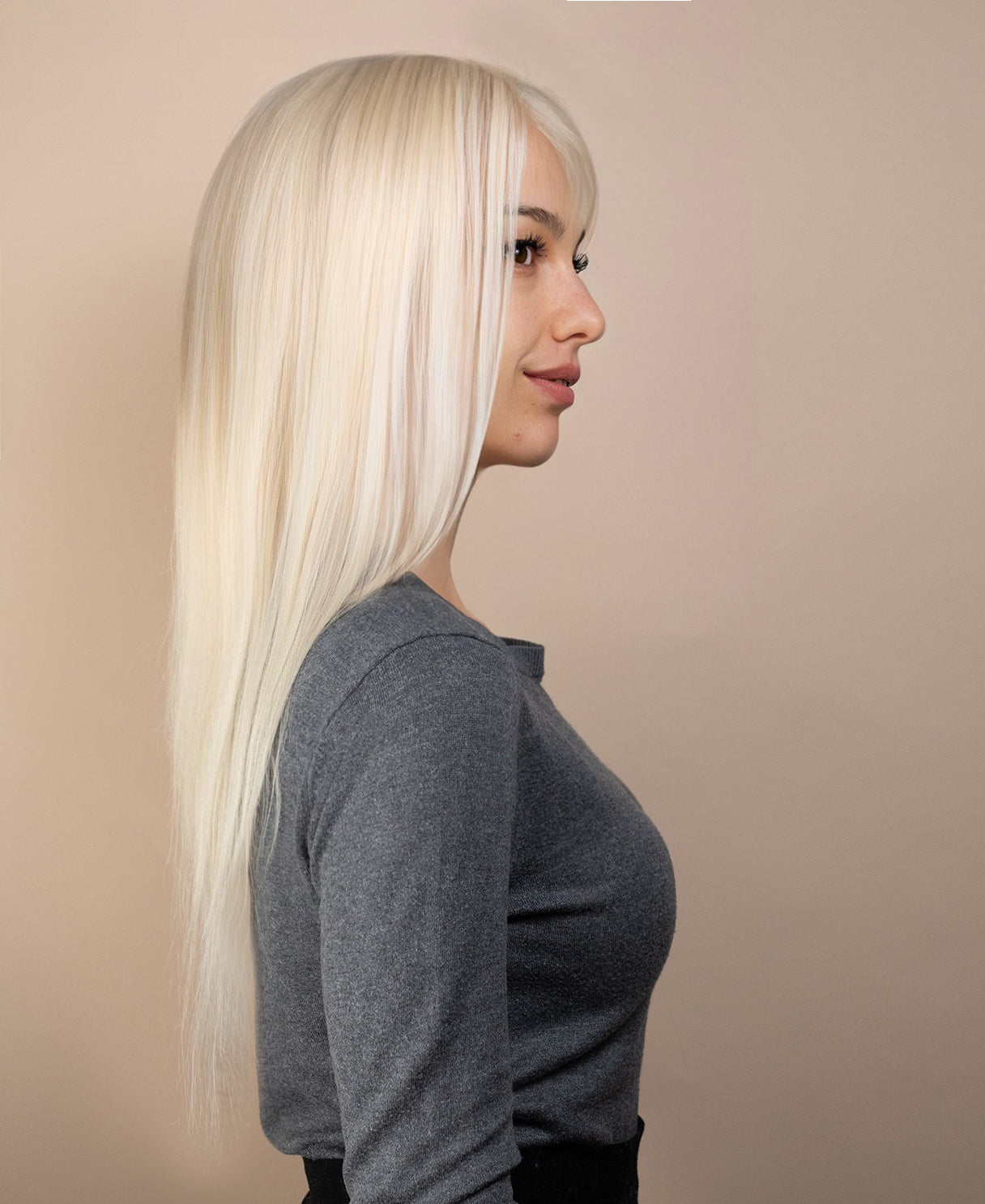 full lace human wig - 22" platinum blonde.