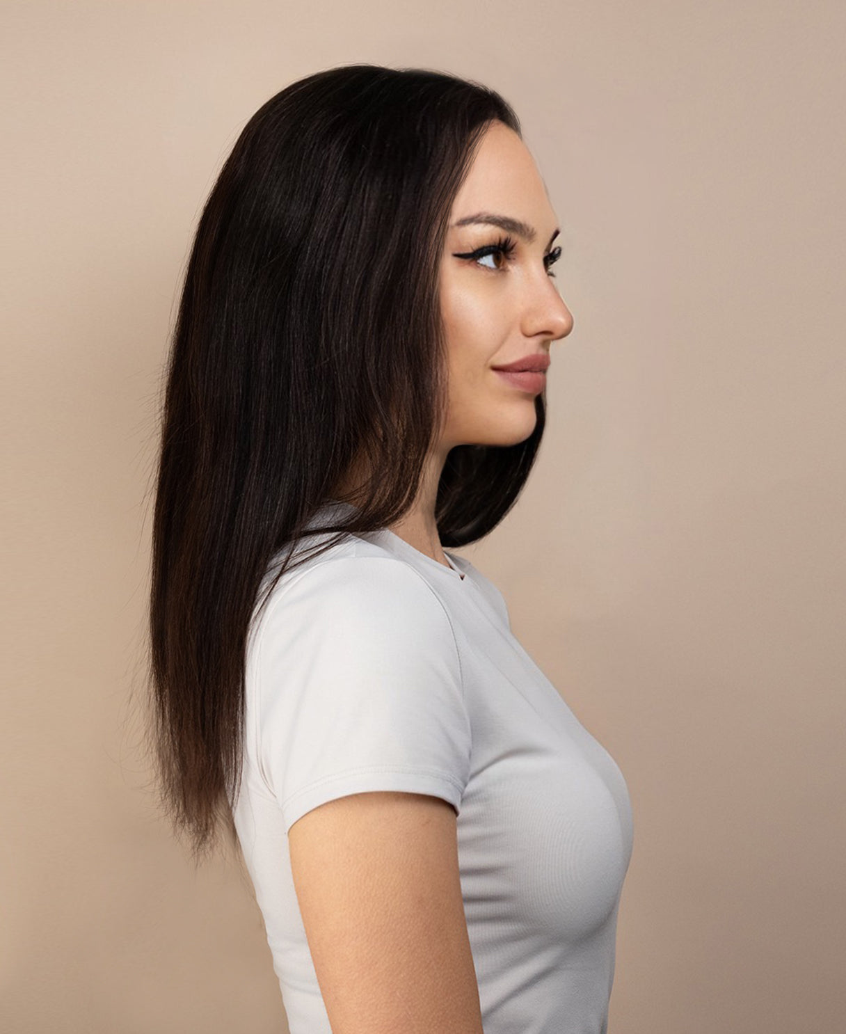 full lace human wig - 14" chocolate brown.