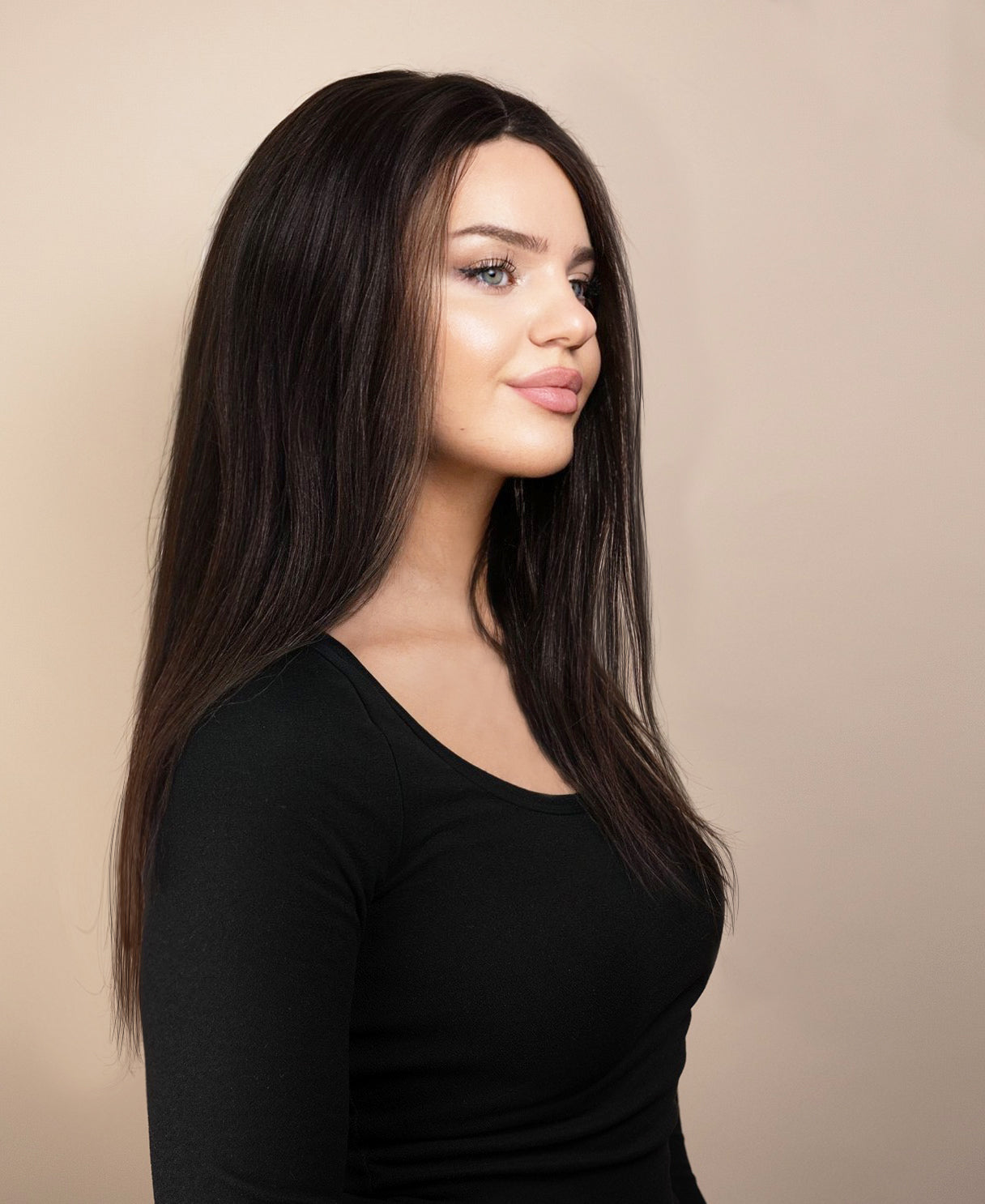 full lace human wig - 18" chocolate brown.