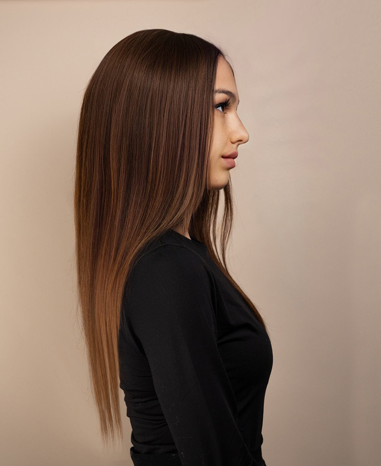 full lace human wig - 22" medium brown.