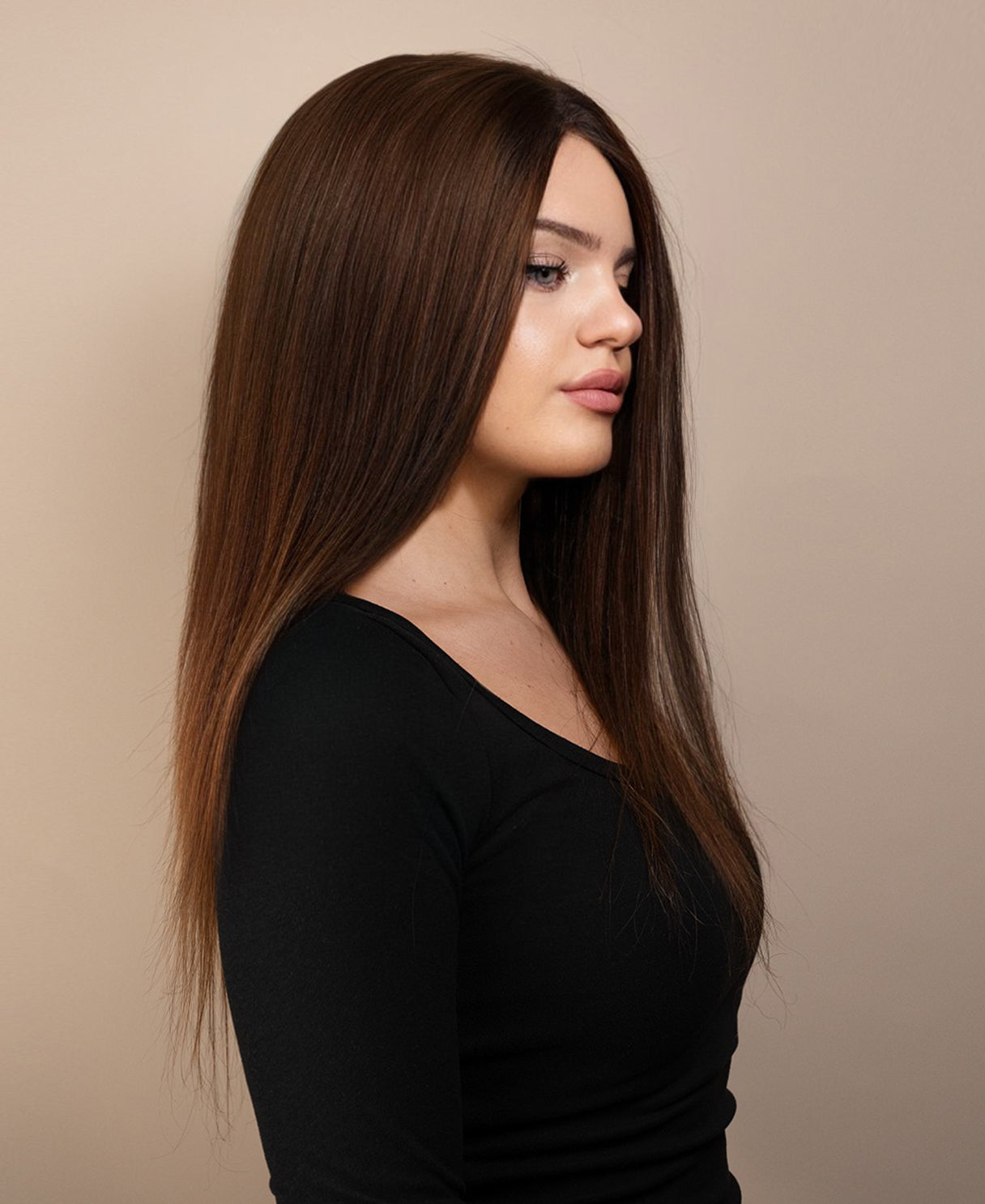 full lace human wig - 20" medium brown.