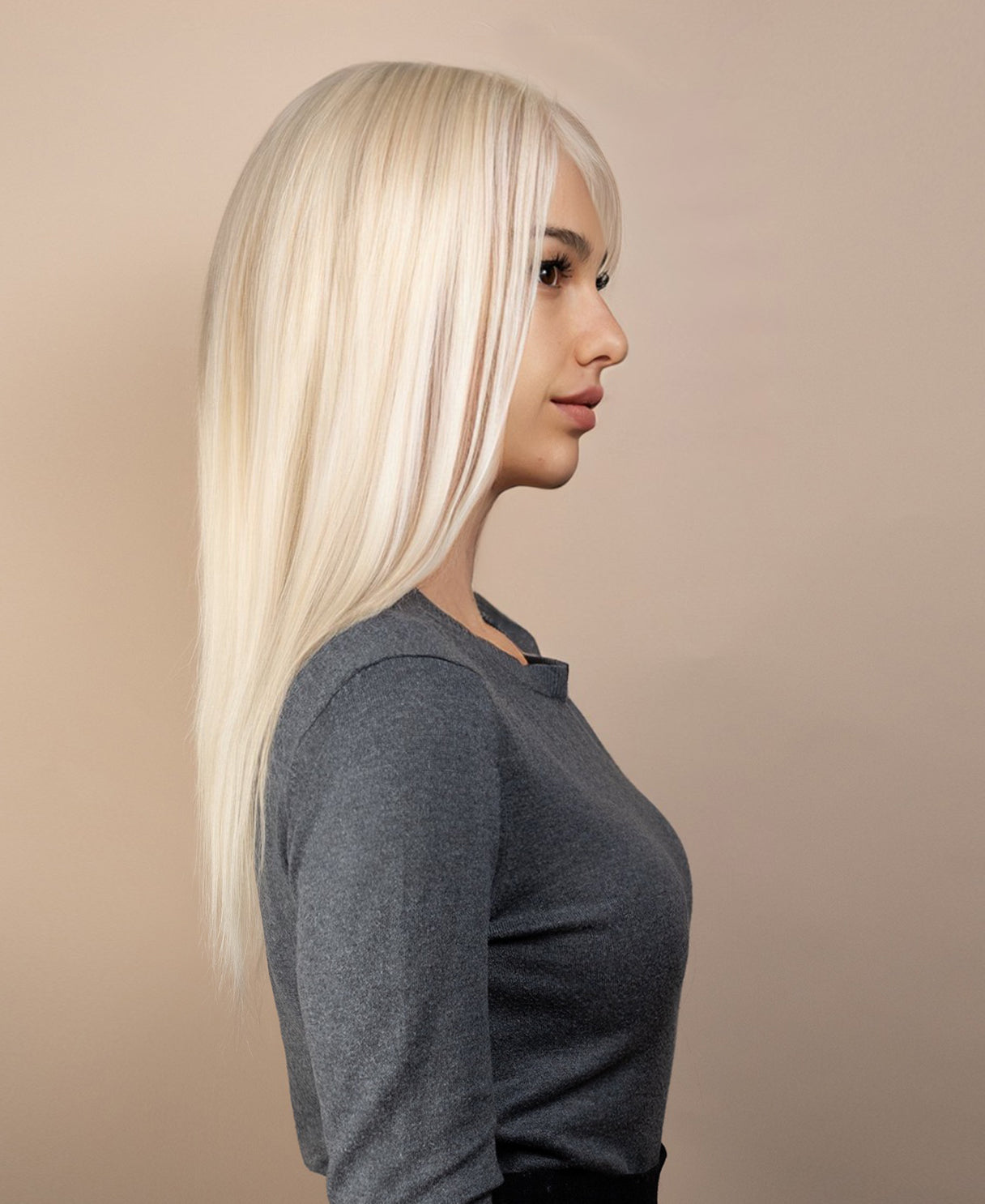 full lace human wig - 18" platinum blonde.