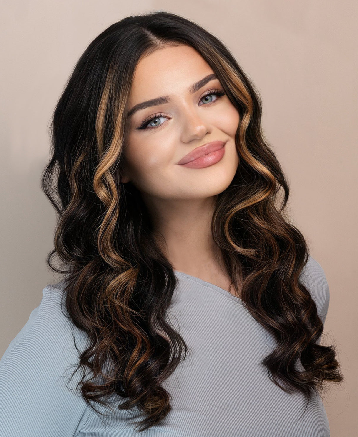 lace front human wig - 20" blonde moneypiece with balayage.