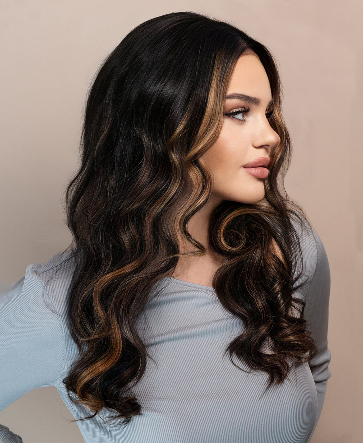 lace front human wig - 20" blonde moneypiece with balayage.