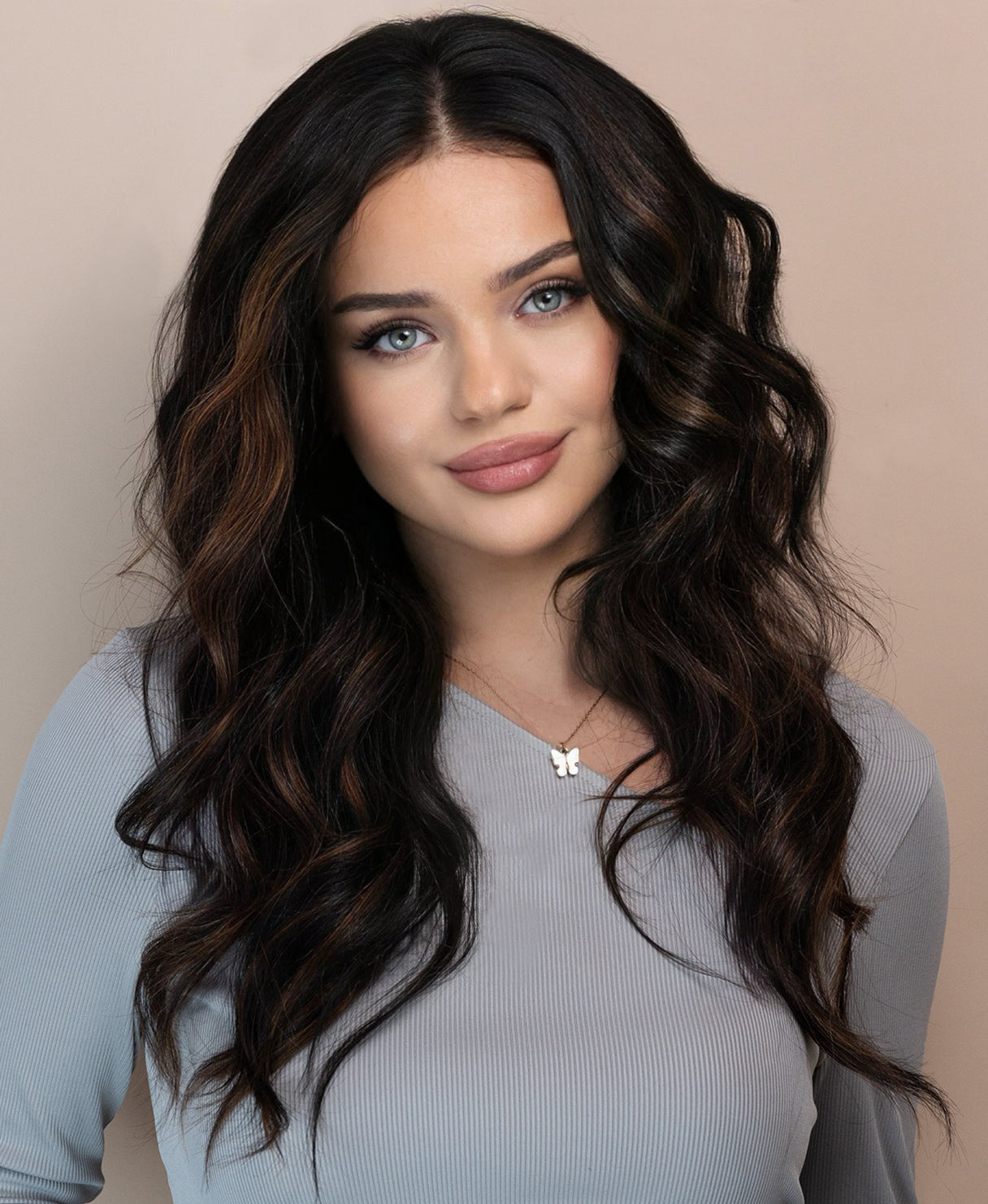 lace front human wig - 20" mocha brown balayage.