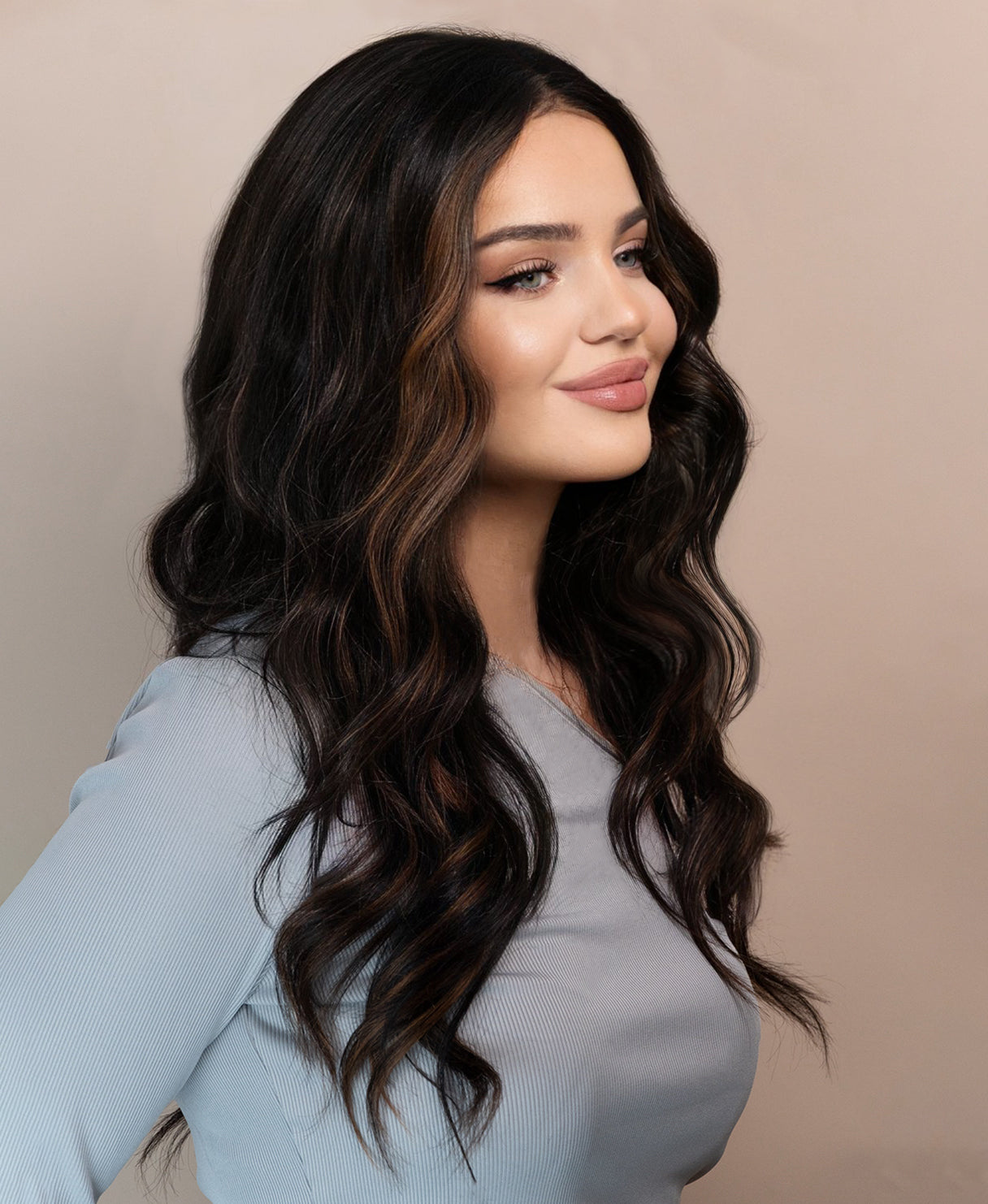 lace front human wig - 20" mocha brown balayage.