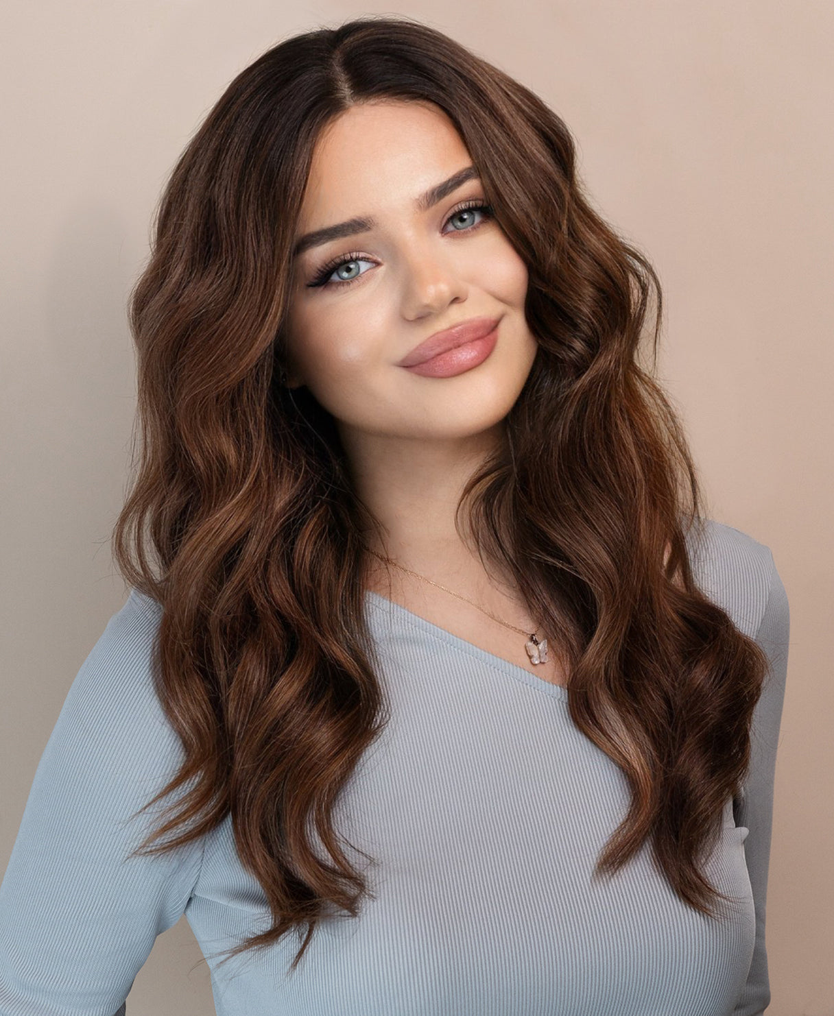 lace front human wig - 20" brown balayage.