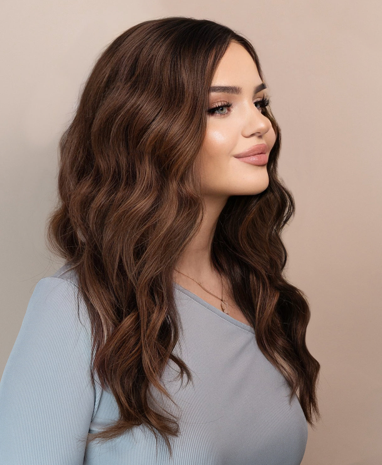 lace front human wig - 20" brown balayage.