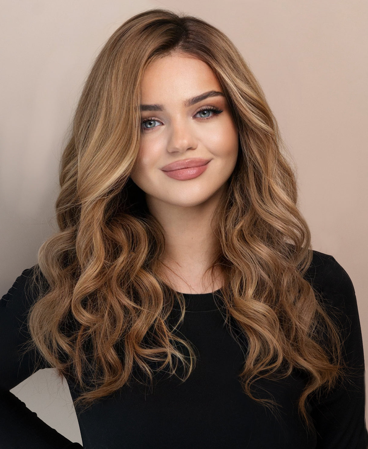 lace front human wig - 20" dark blonde balayage.