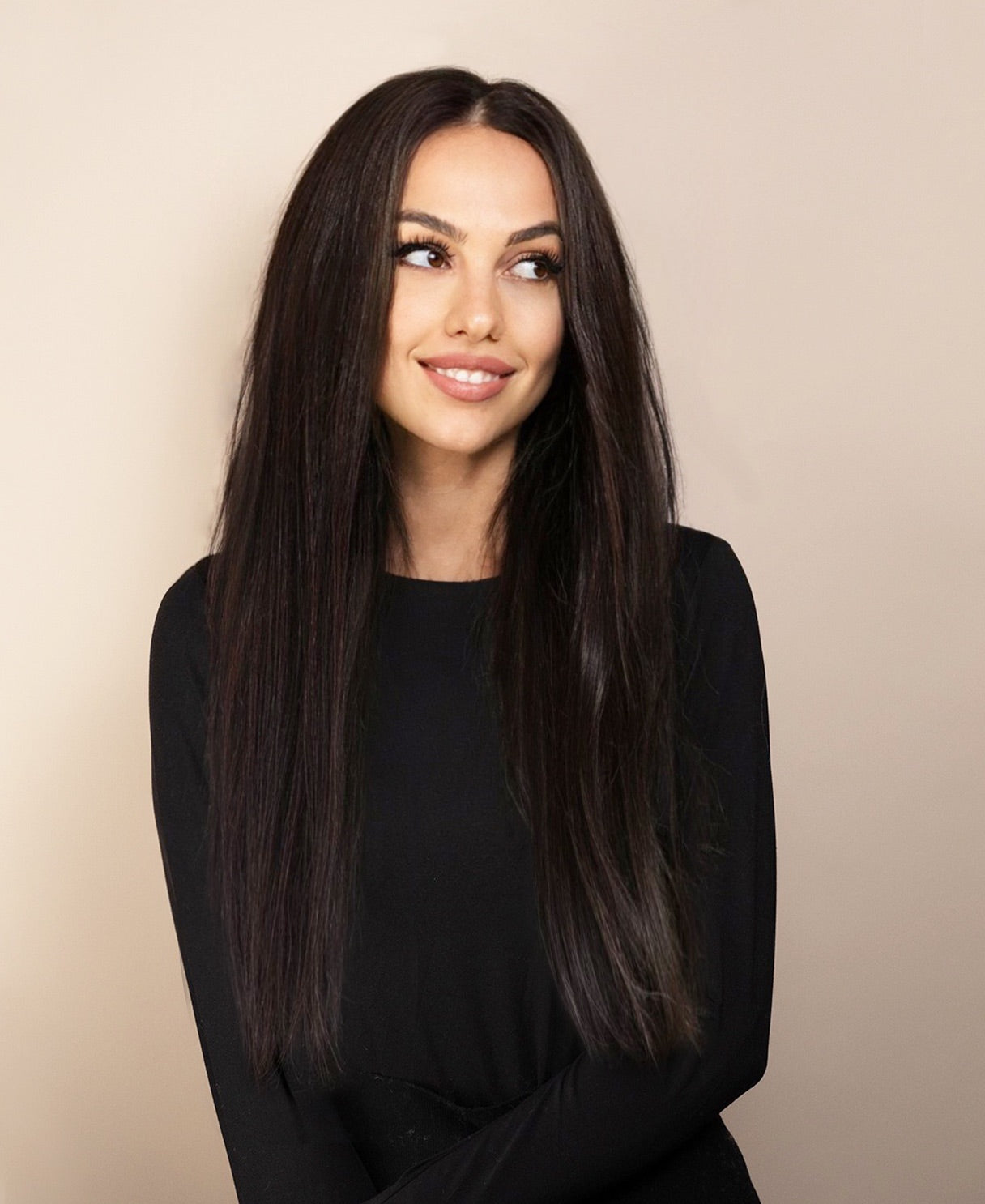 full lace human wig - 22" chocolate brown.