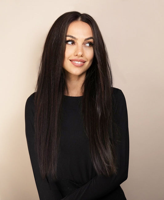 full lace human wig - 22" chocolate brown.