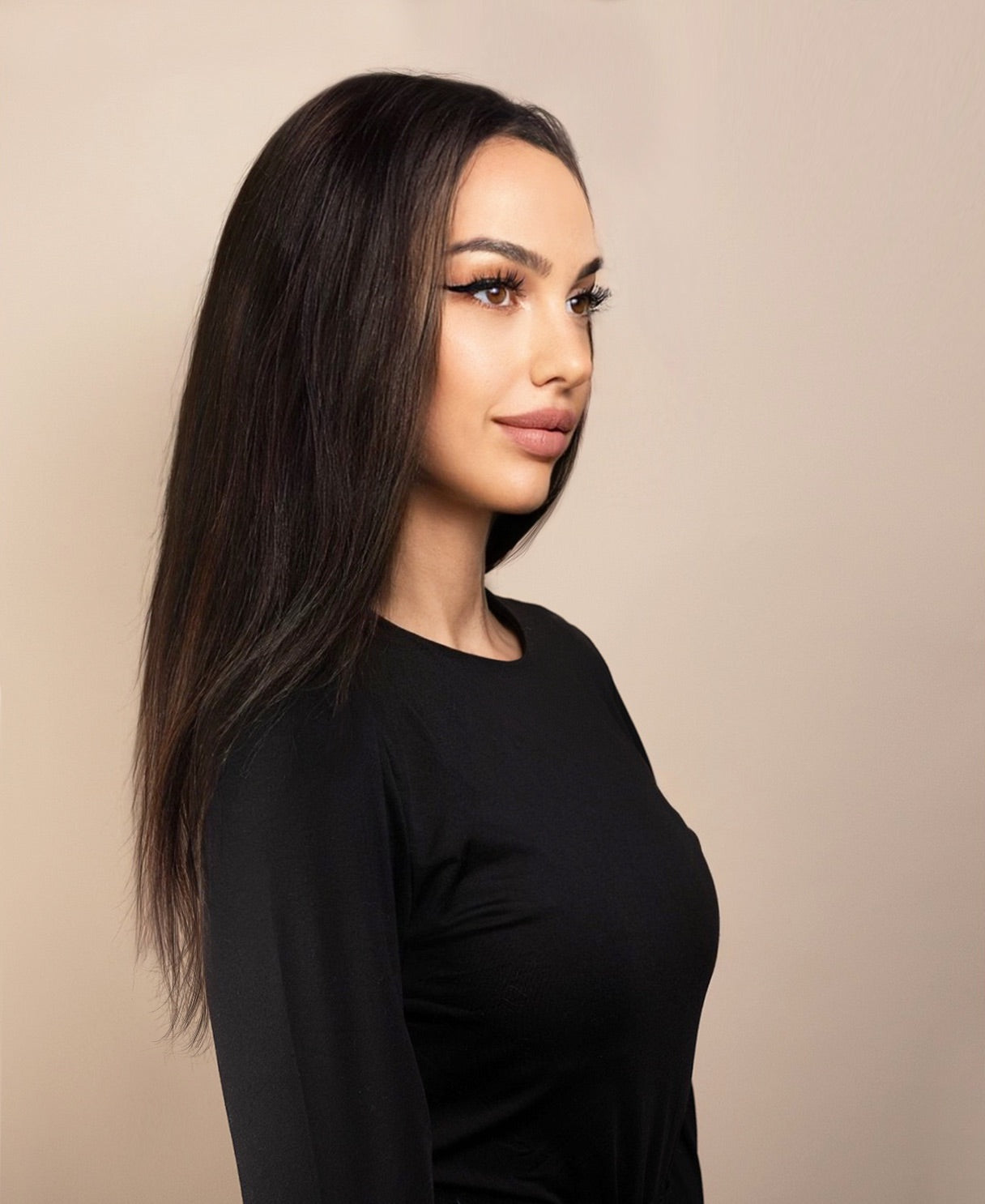 full lace human wig - 16" chocolate brown.