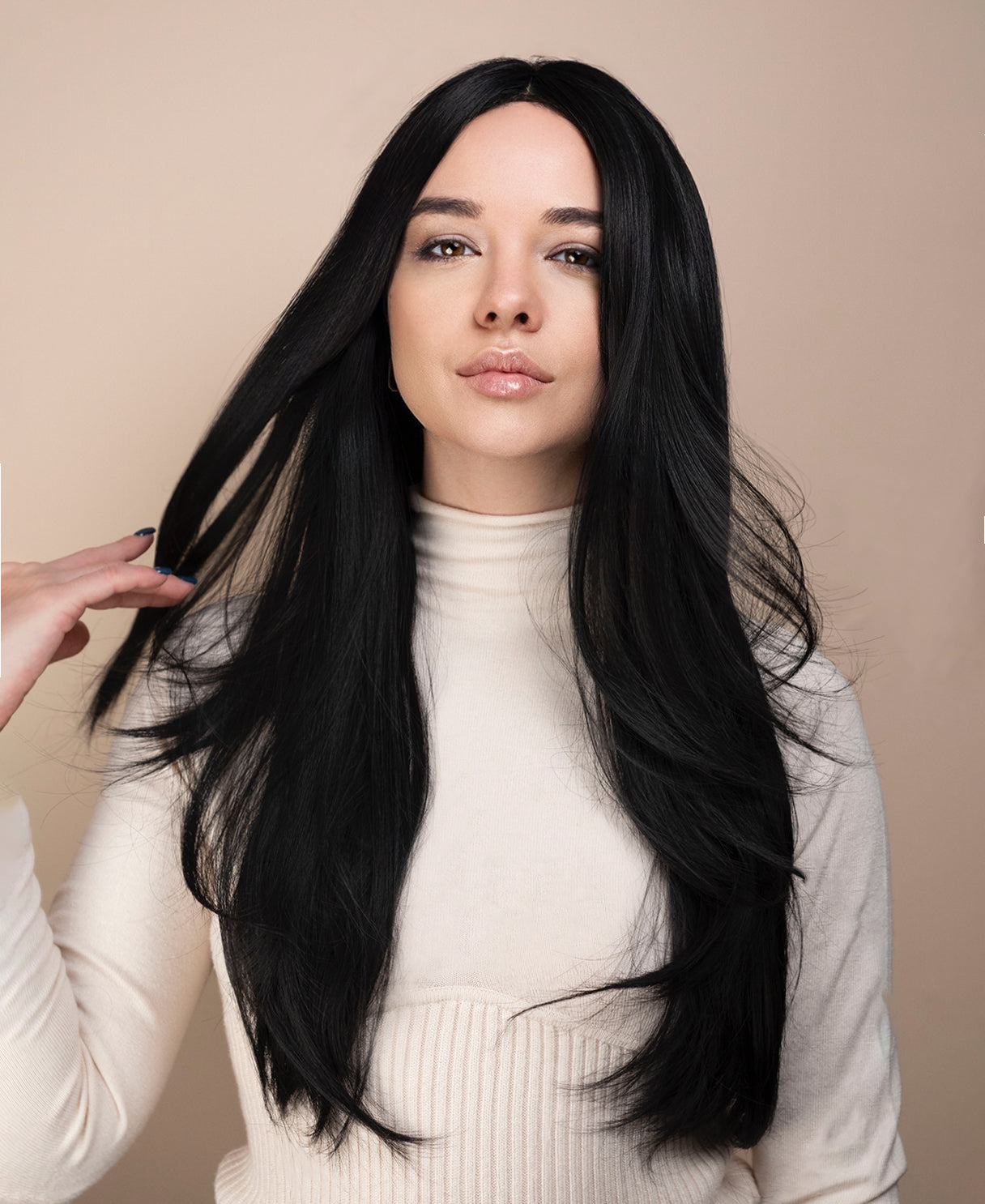 vegan fiber wig - 24" layered espresso black.