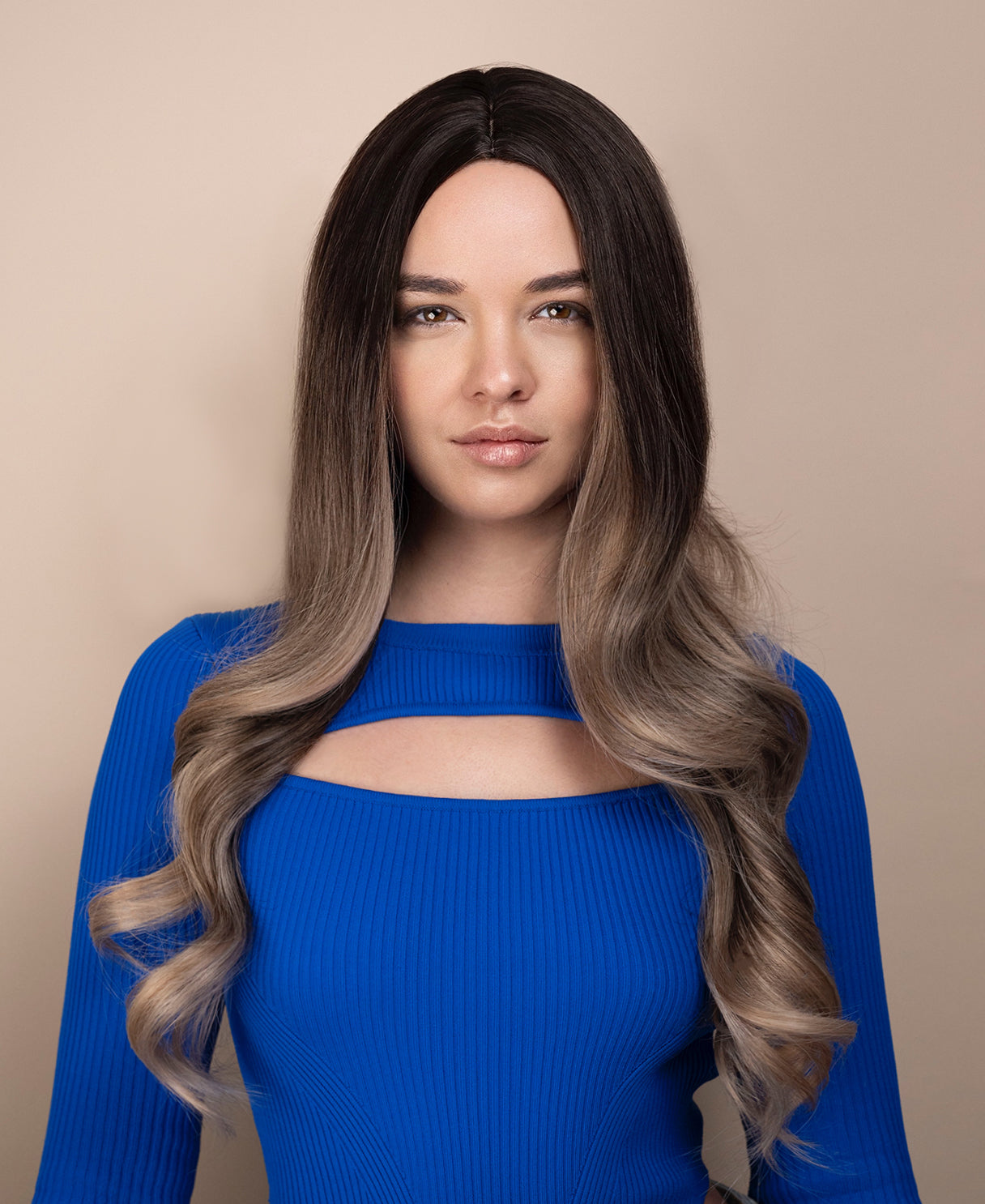 vegan fiber wig - 24" dimensional ash melt.