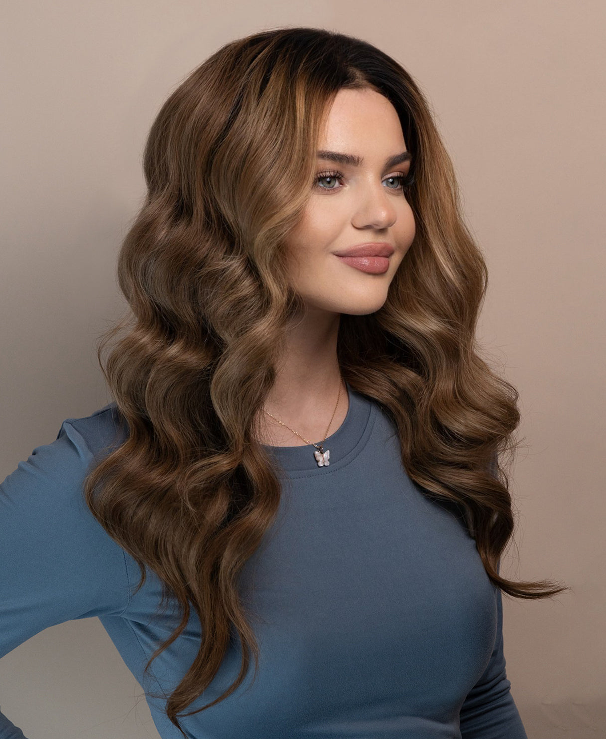 lace front human wig - 20" ash brown balayage.