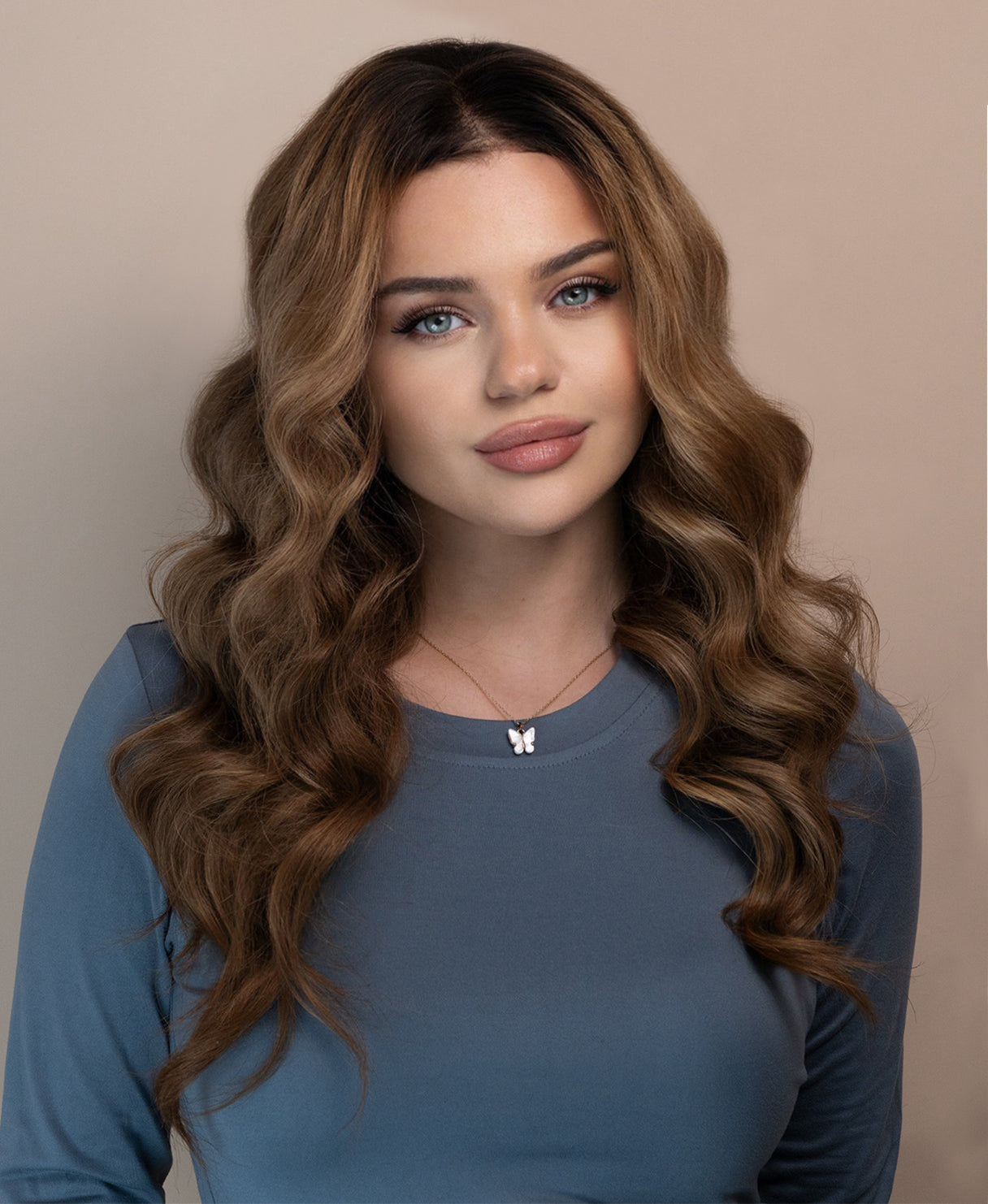 lace front human wig - 20" ash brown balayage.