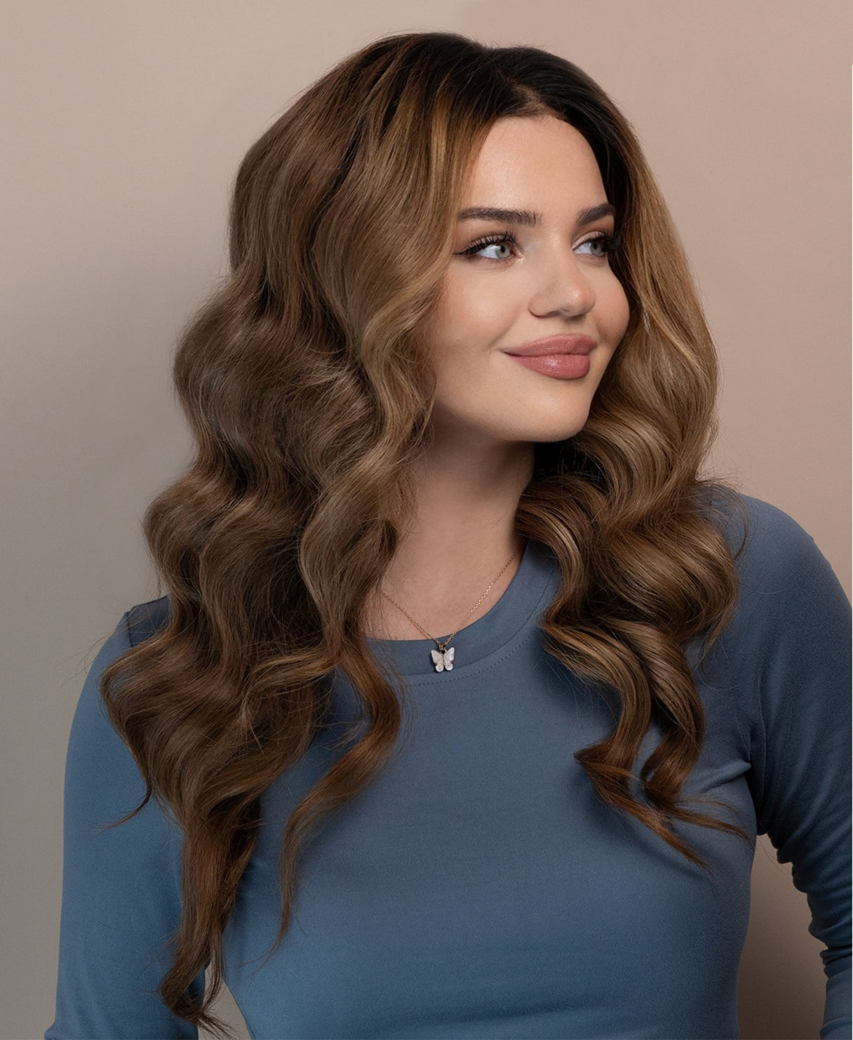 lace front human wig - 20" ash brown balayage.