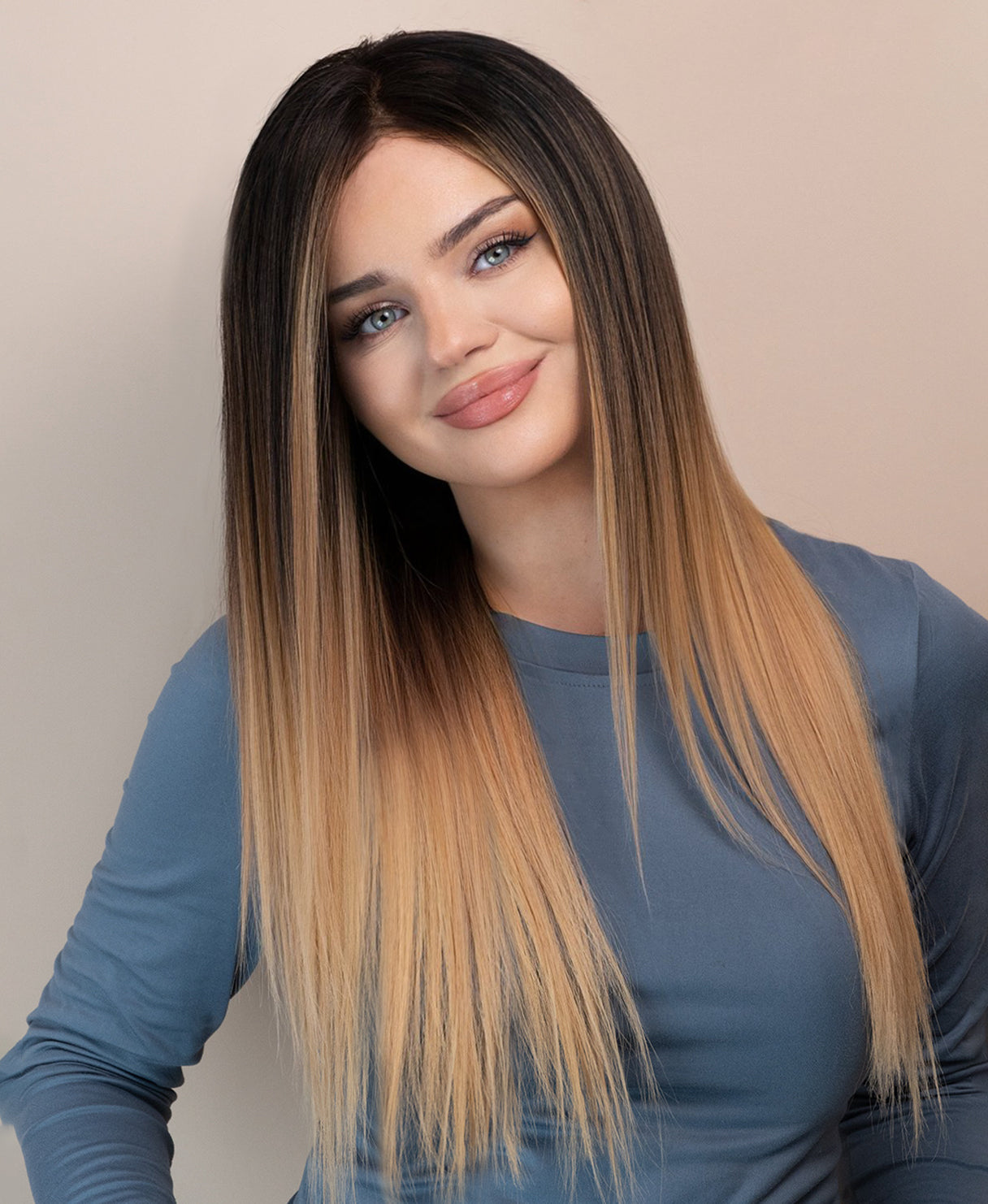 lace front human wig - 20" blonde ombre.