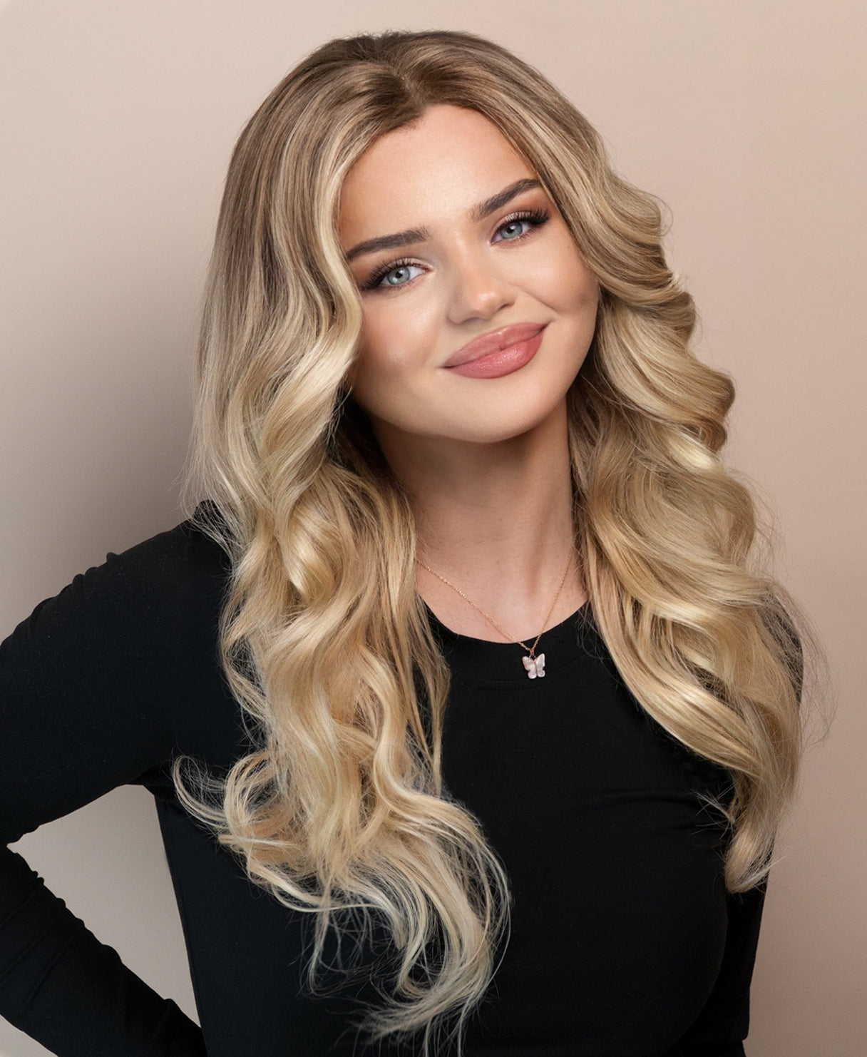 lace front human wig - 20" light blonde balayage.