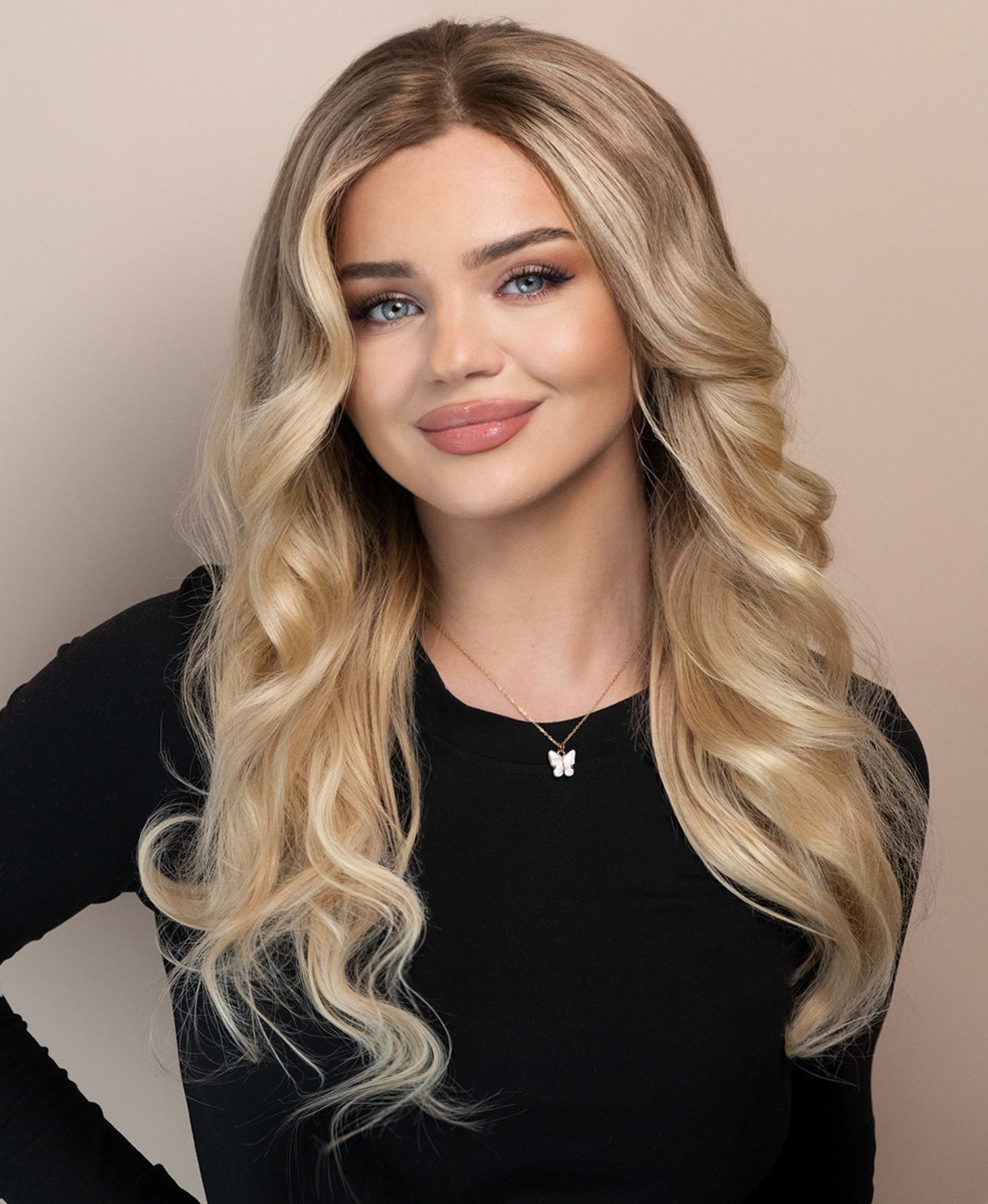 lace front human wig - 20" light blonde balayage.