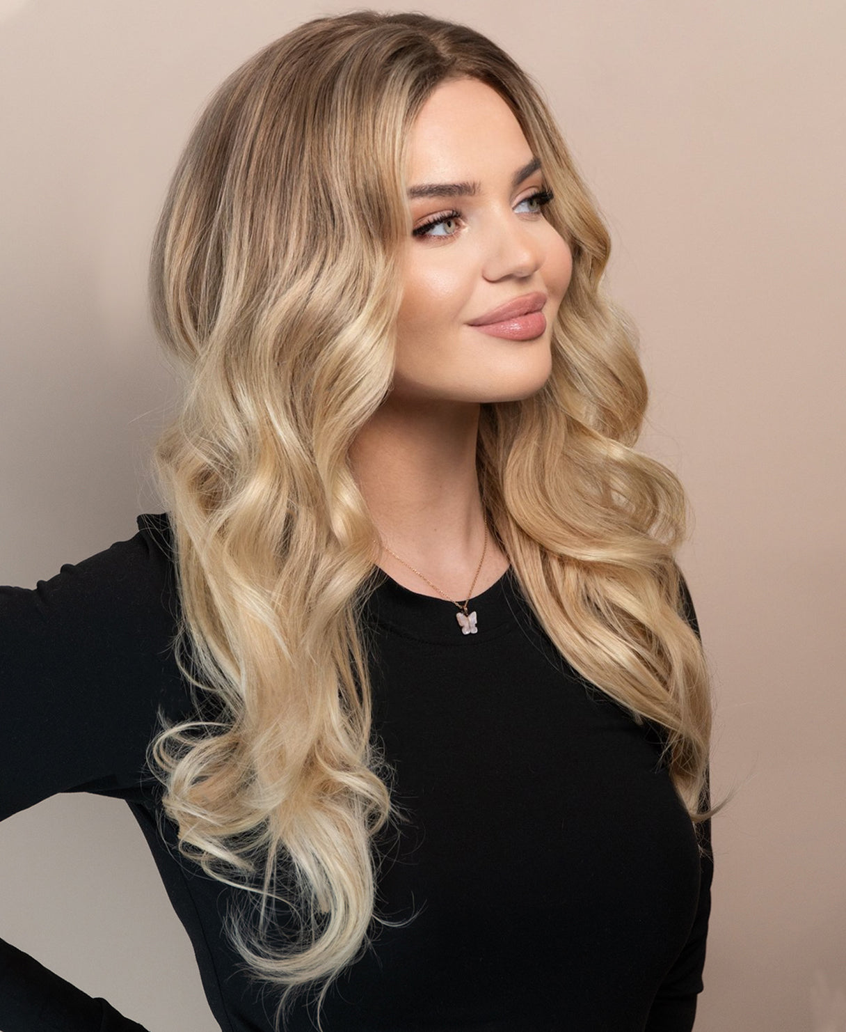 lace front human wig - 20" light blonde balayage.