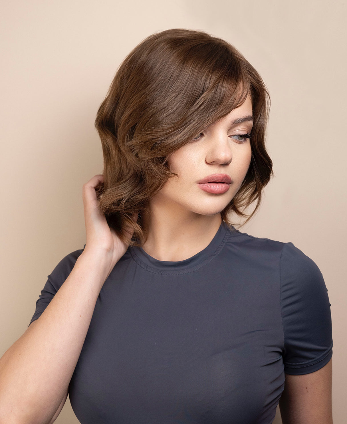 european virgin hair wig - 8" light brown.