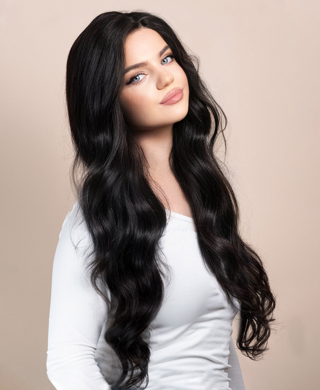 lace front human wig - 26" natural black.