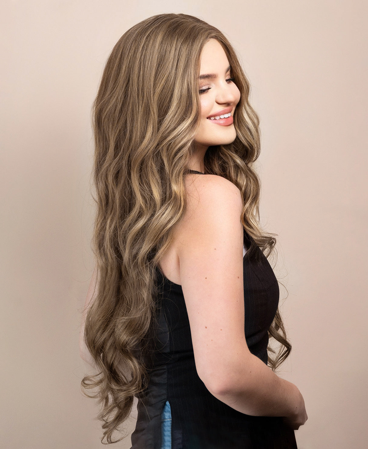 lace front human wig - 26" ash blonde.