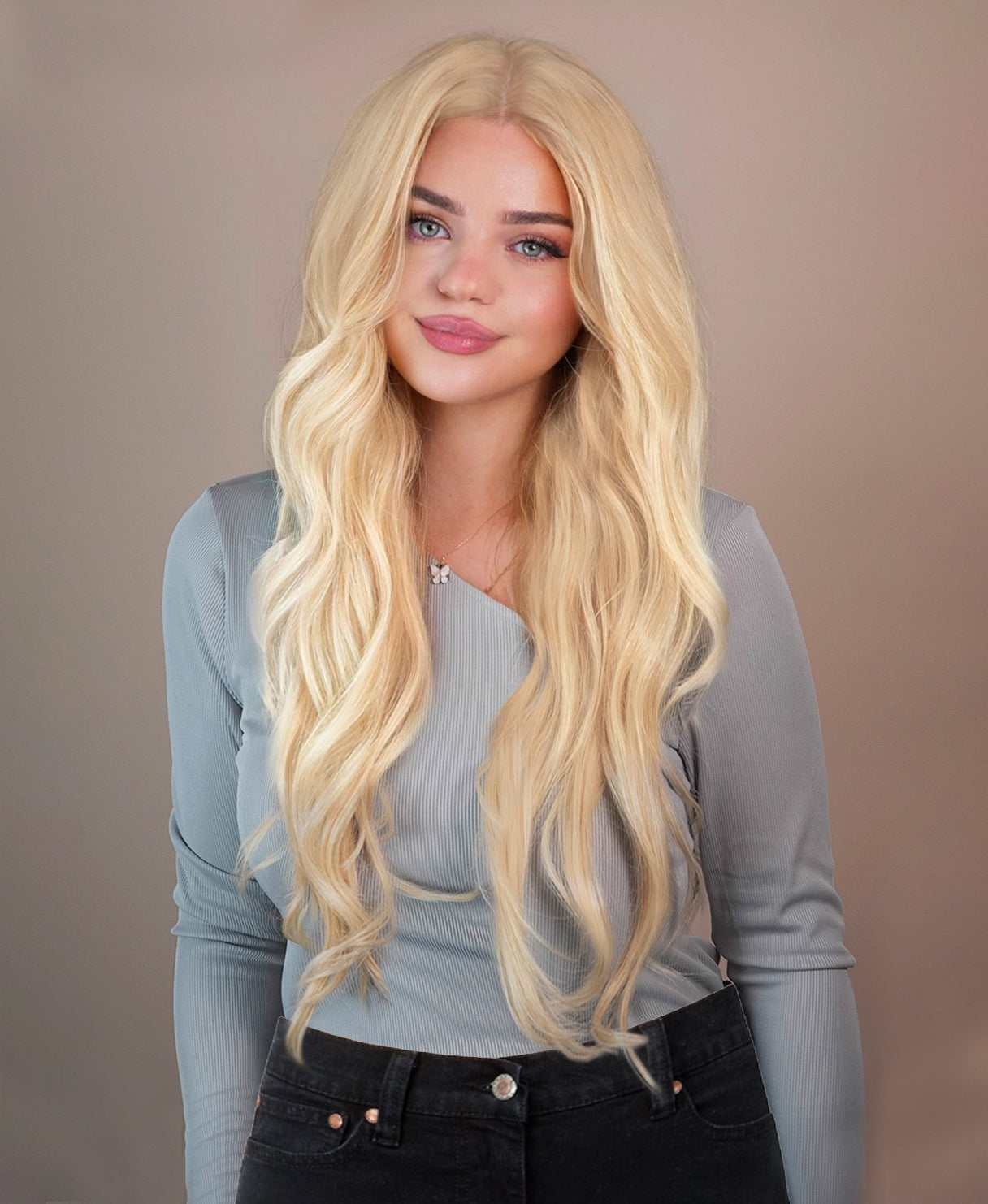lace front human wig - 26" platinum blonde.