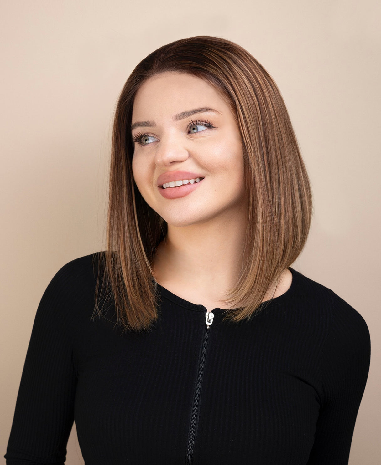 long bob human wig - 10" ash balayage.