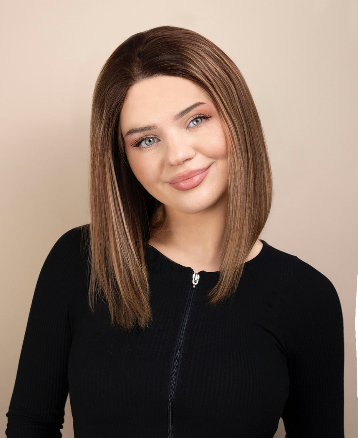 long bob human wig - 10" ash balayage.