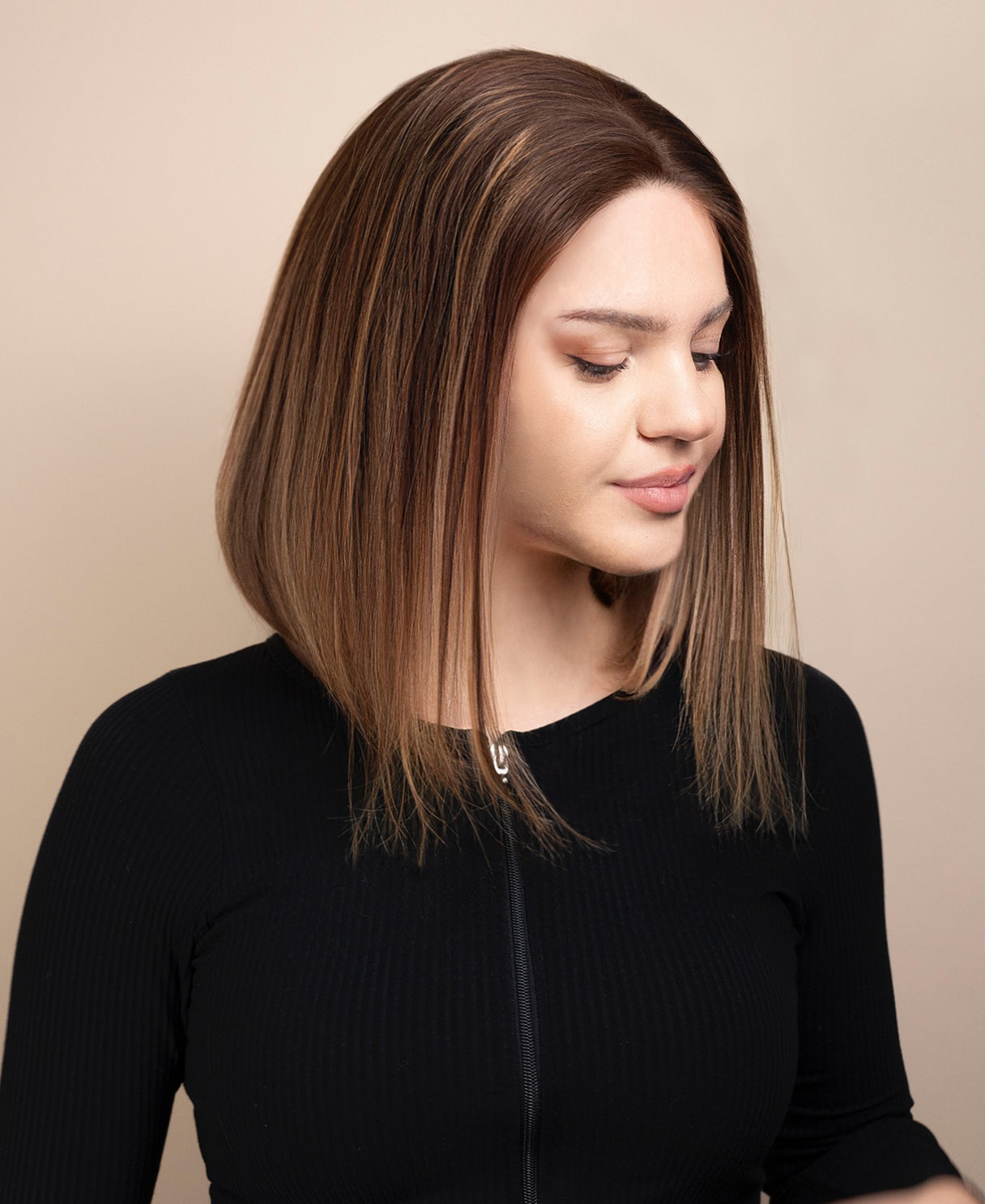 long bob human wig - 10" ash balayage.