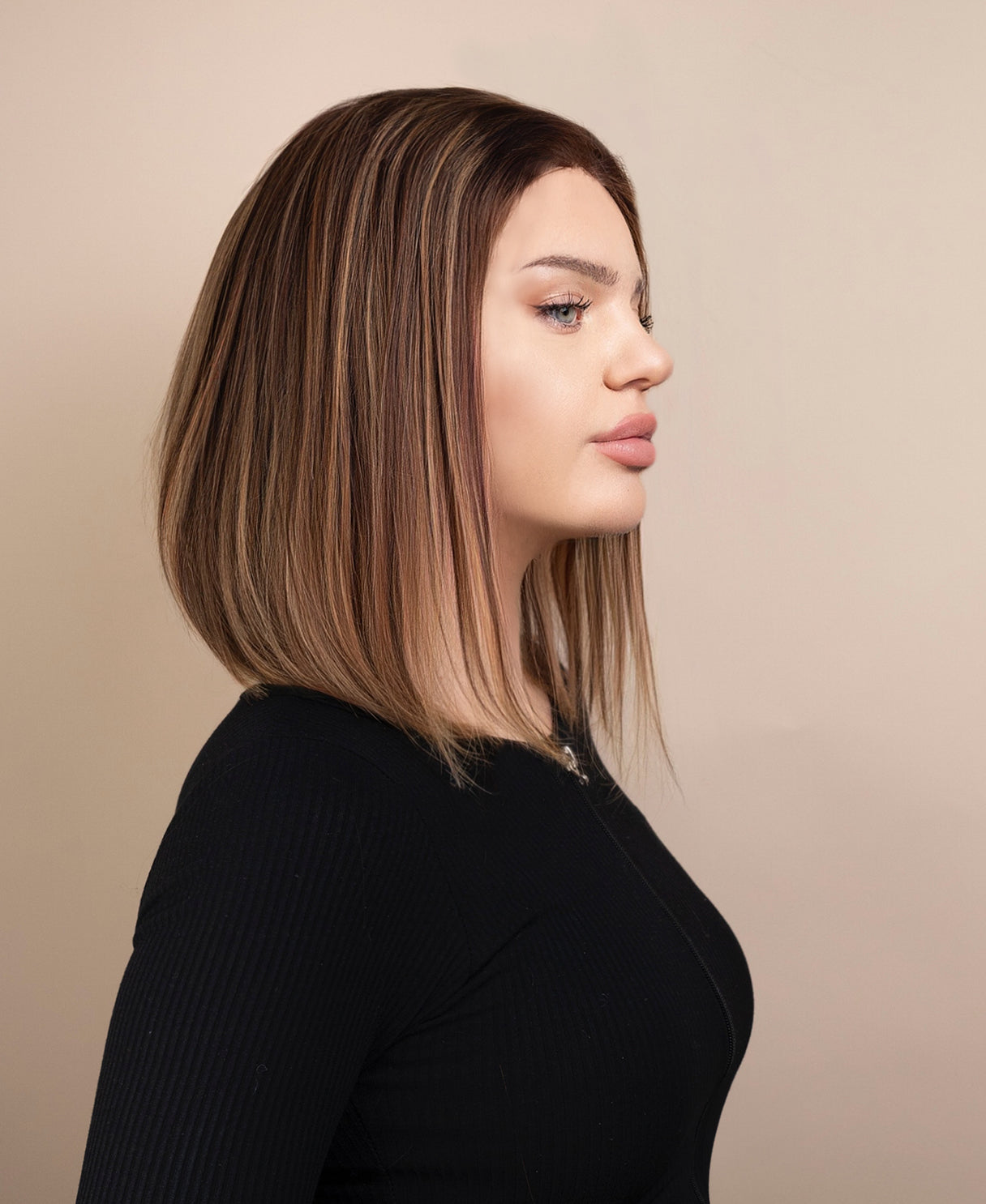 long bob human wig - 10" ash balayage.