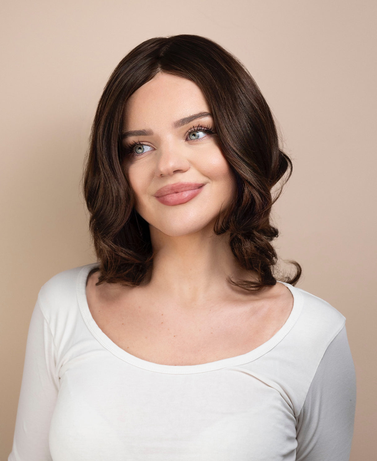 european virgin hair wig - 10" medium brown.