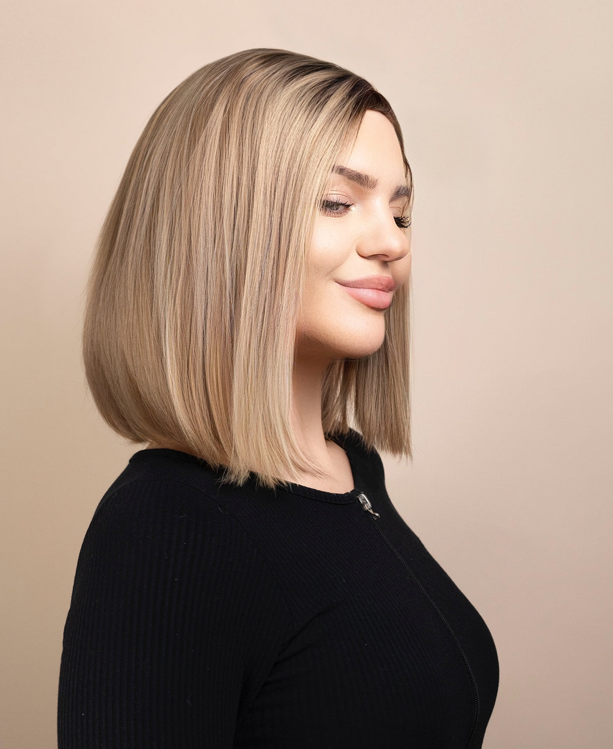 bob human wig - 10" rooted dirty blonde.