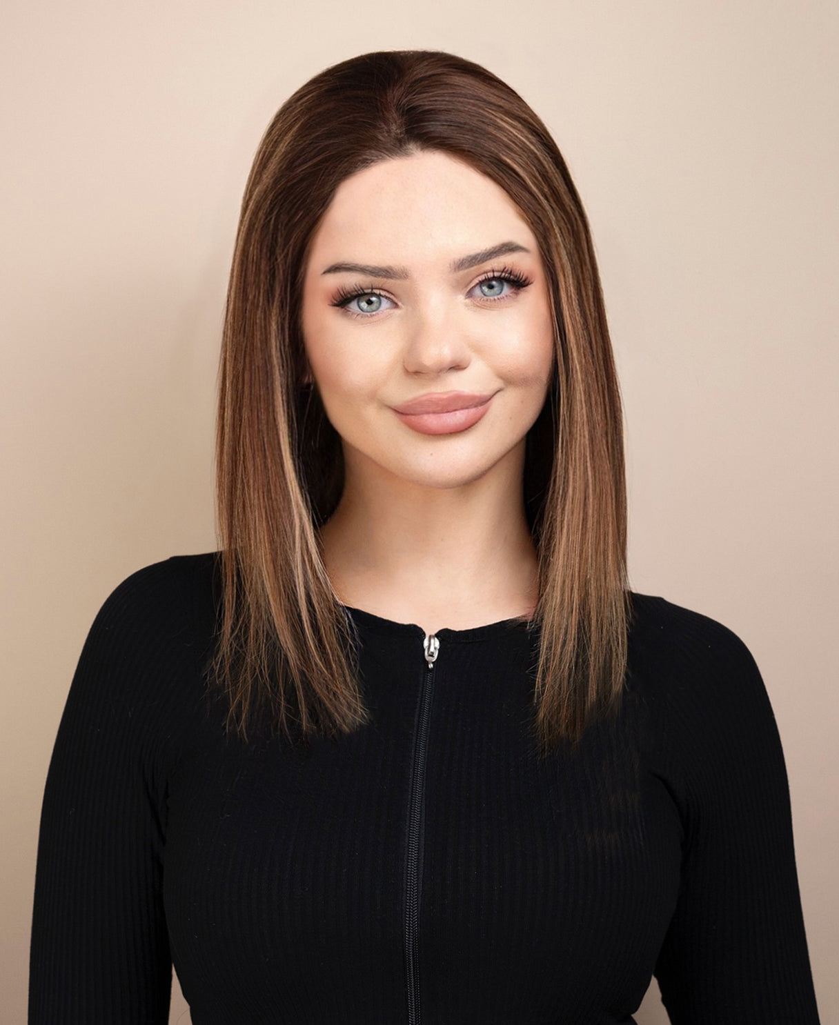 long bob human wig - 10" ash balayage.