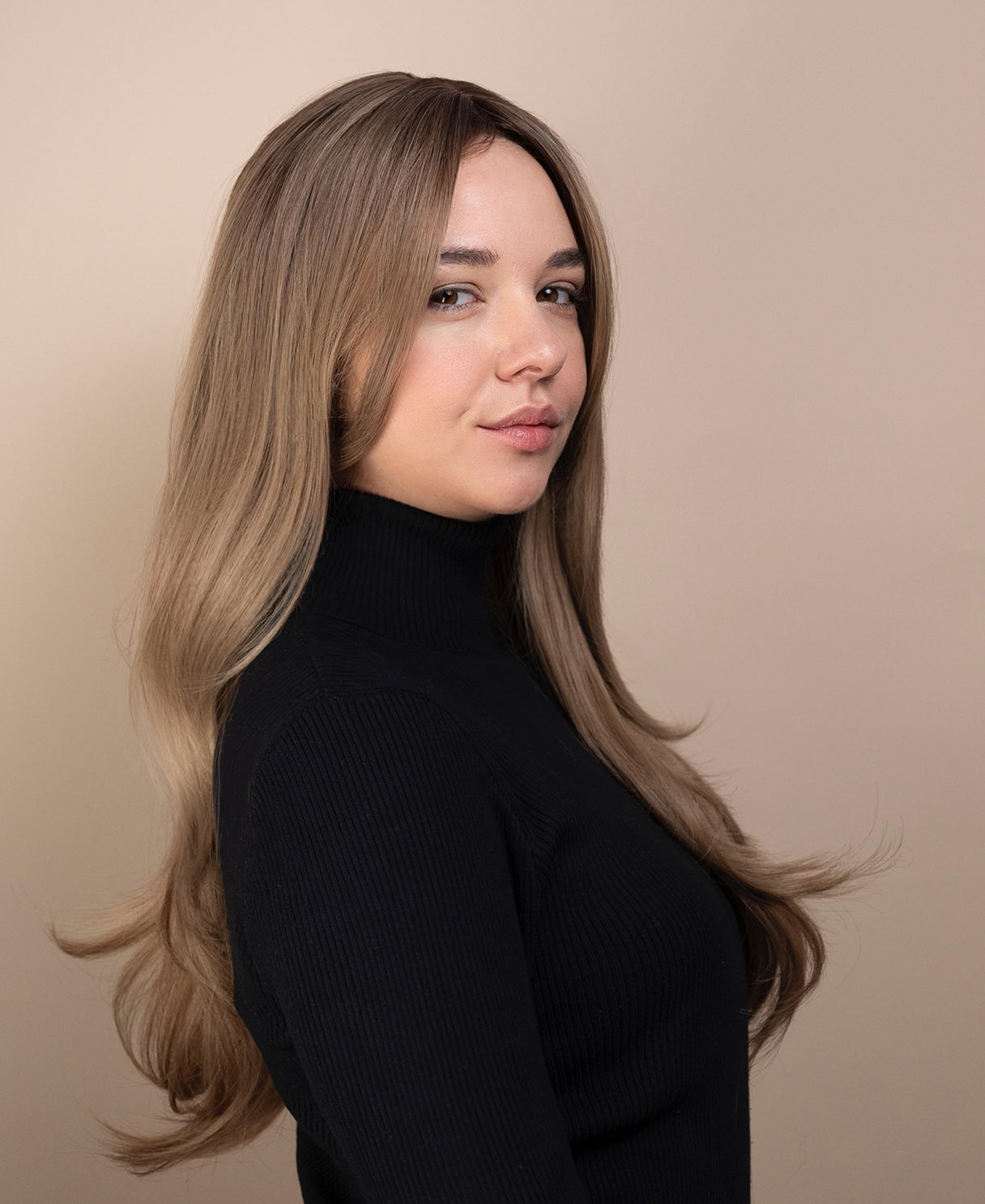 vegan fiber wig - 26" ash layered blowout.