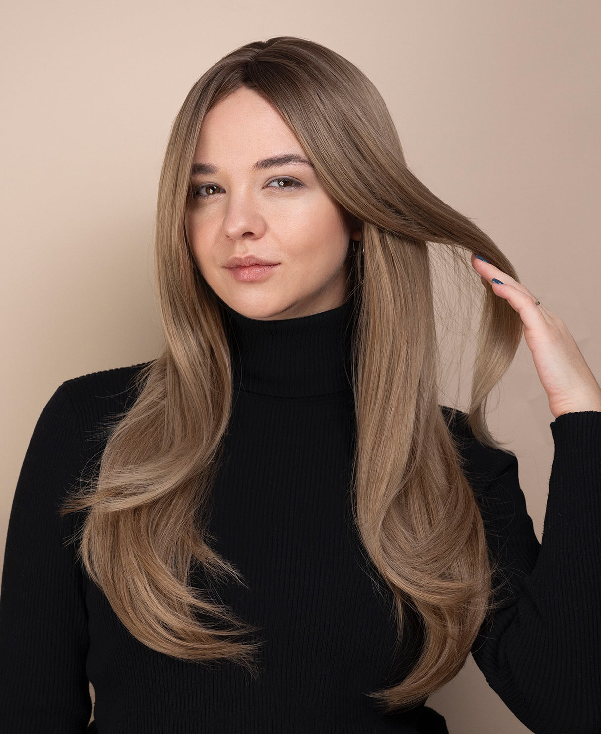 vegan fiber wig - 26" ash layered blowout.