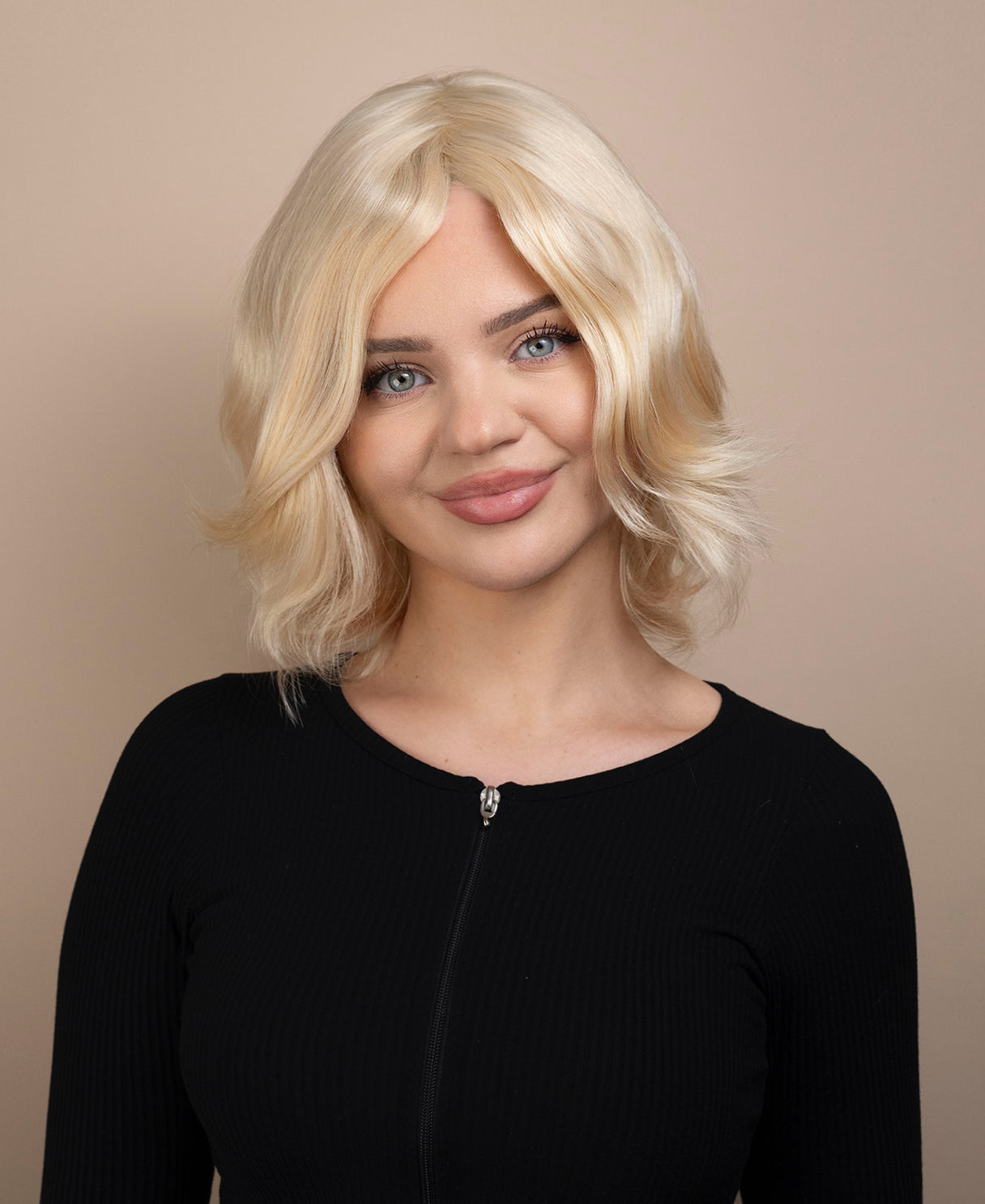 european virgin hair wig - 8" light blonde.
