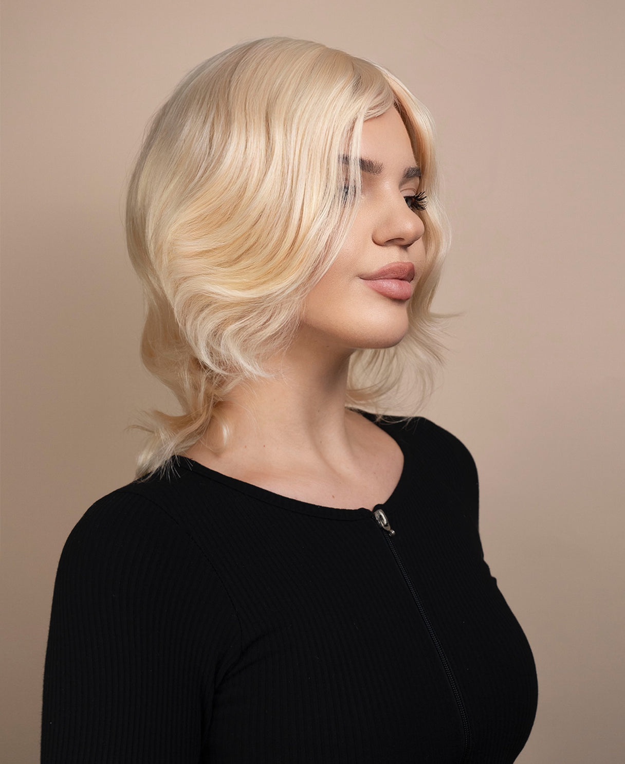 european virgin hair wig - 8" light blonde.