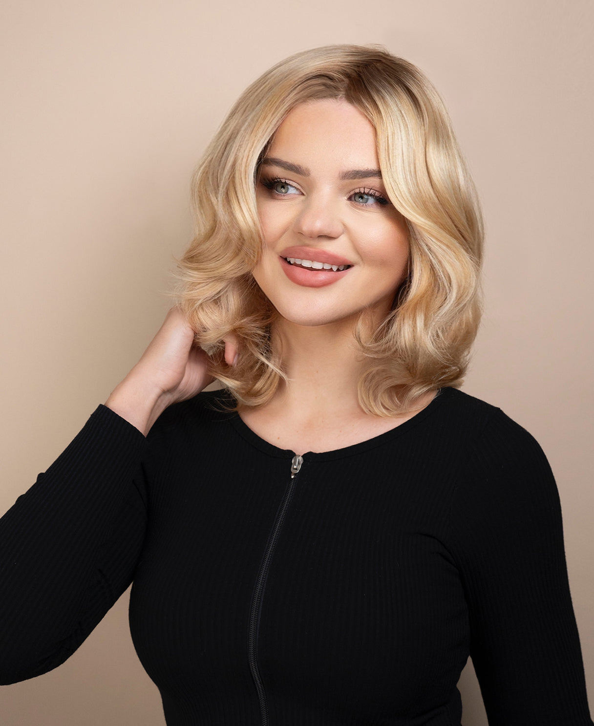 european virgin hair wig - 10" blonde highlights.
